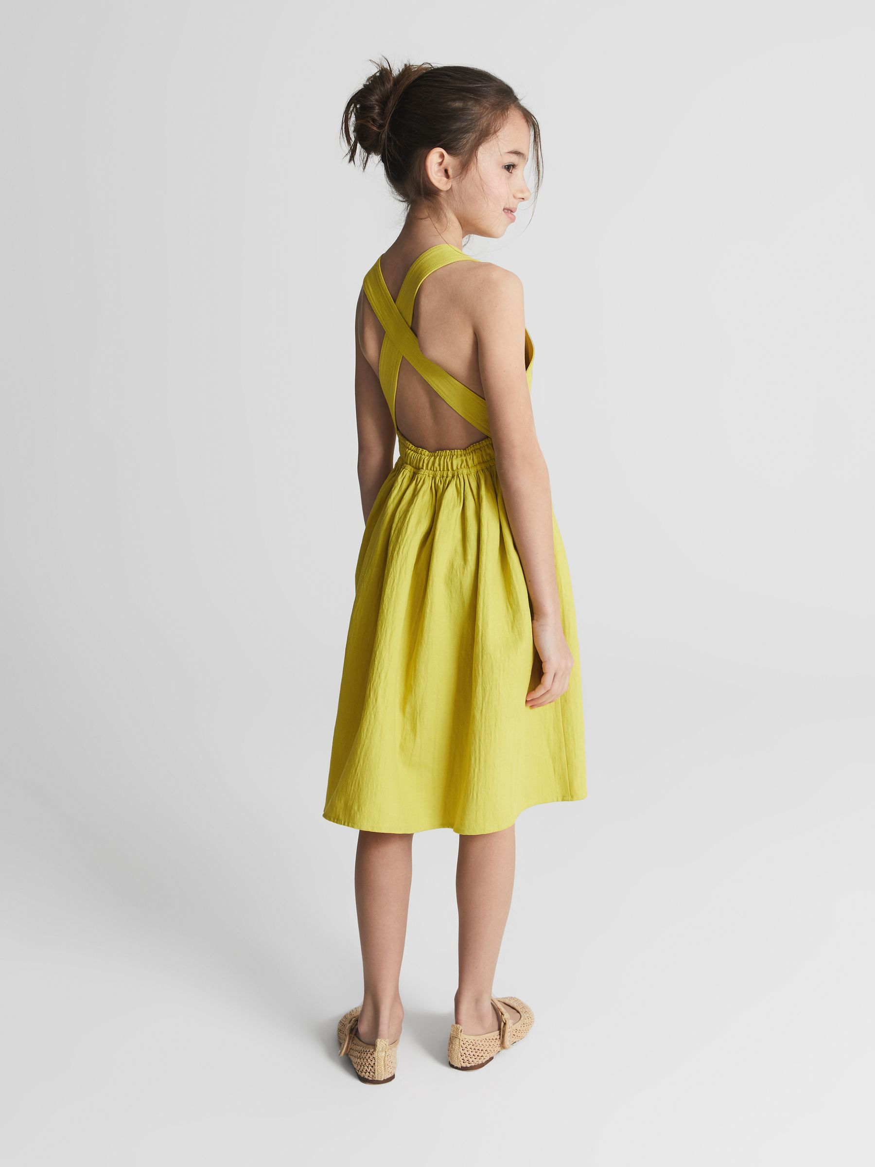 Cross Back Dress in Bright Yellow - Image 4 of 5