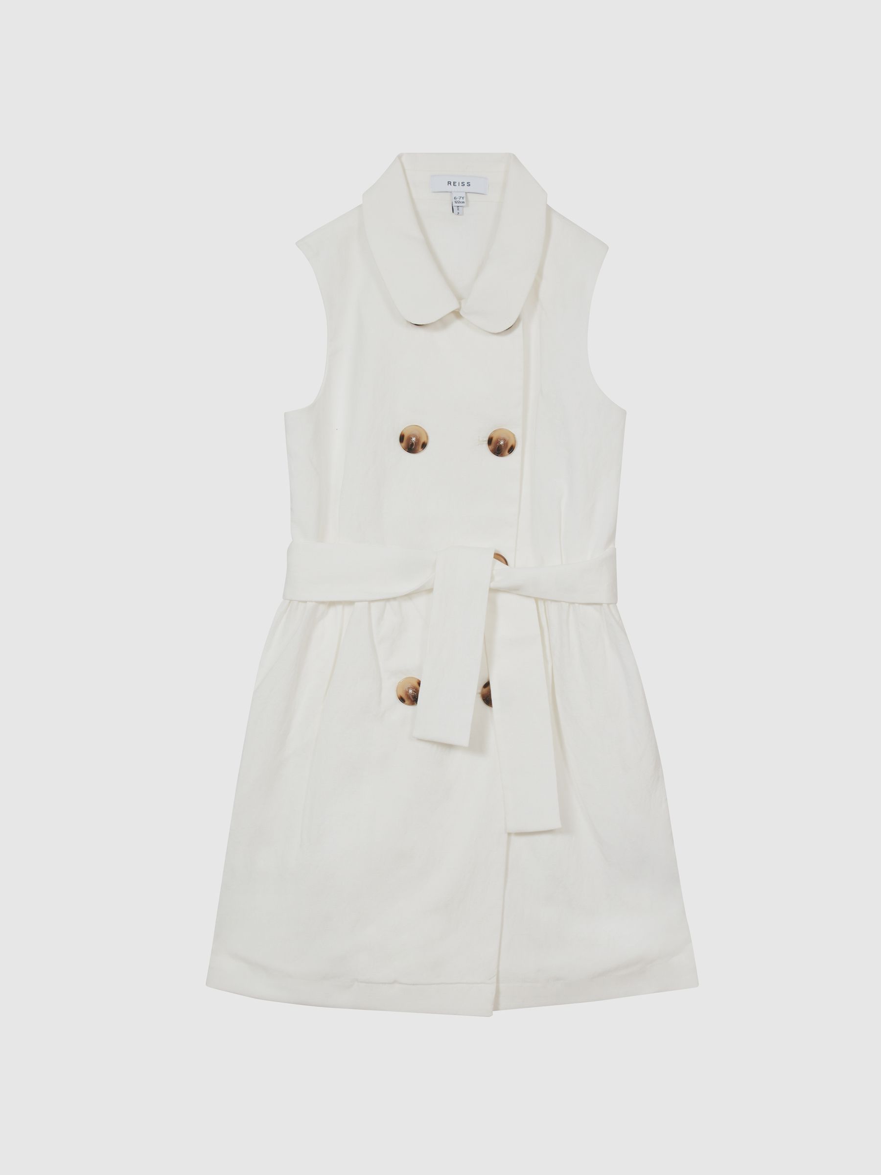 Linen Blend Mini Dress in White - Image 2 of 7