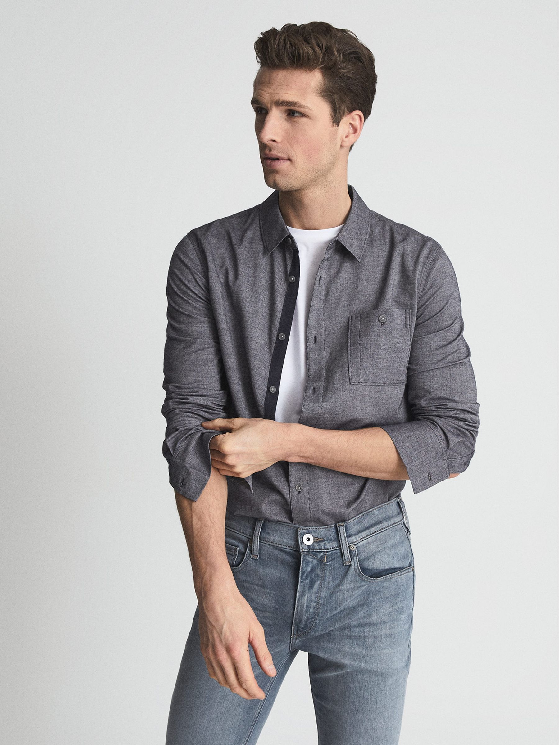 Paige Washed Denim Shirt in Karlsen - Image 1 of 5 Paige Washed Denim Shirt in Karlsen - Image 1 of 5