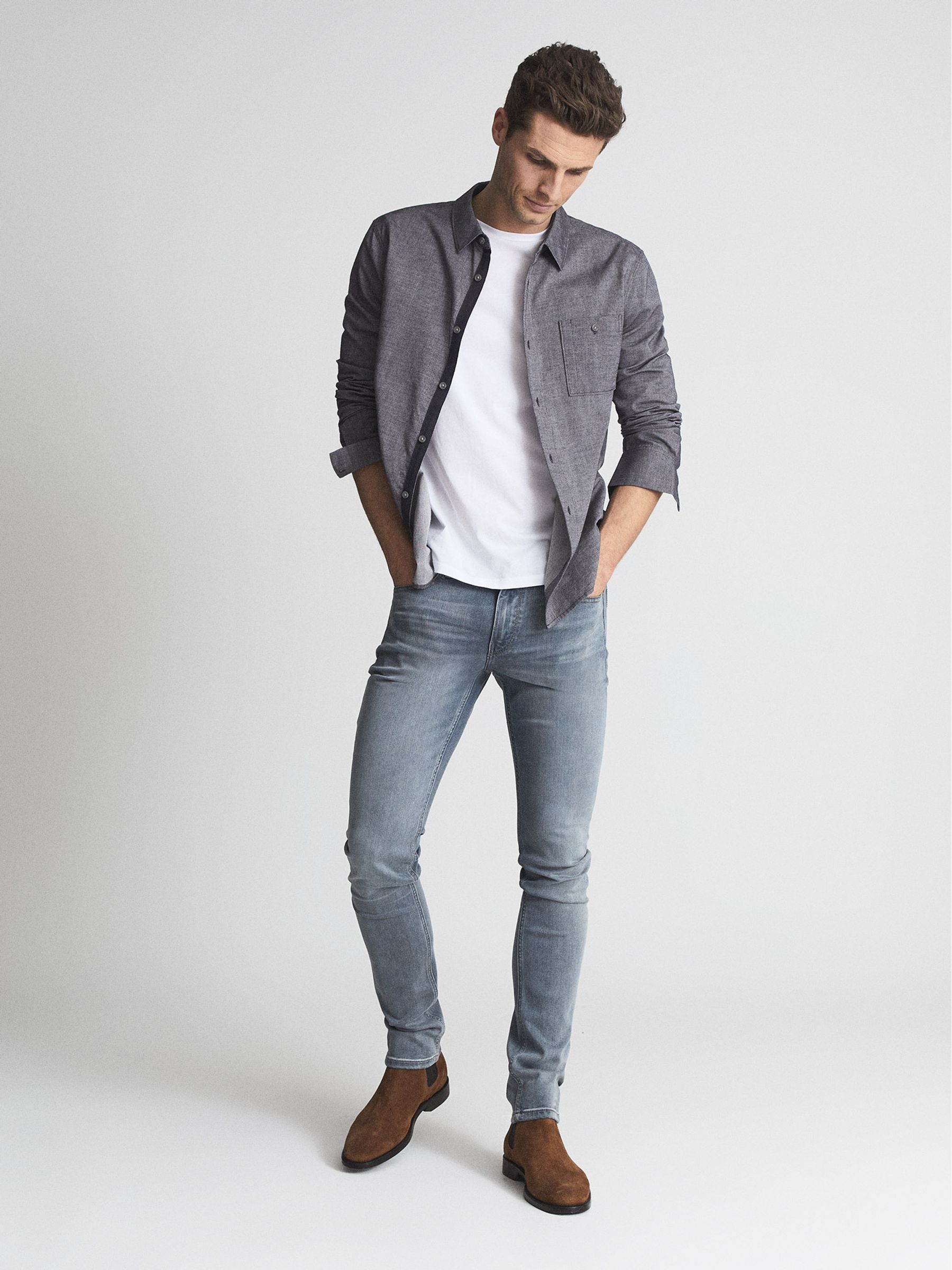 Paige Washed Denim Shirt in Karlsen - Image 3 of 5