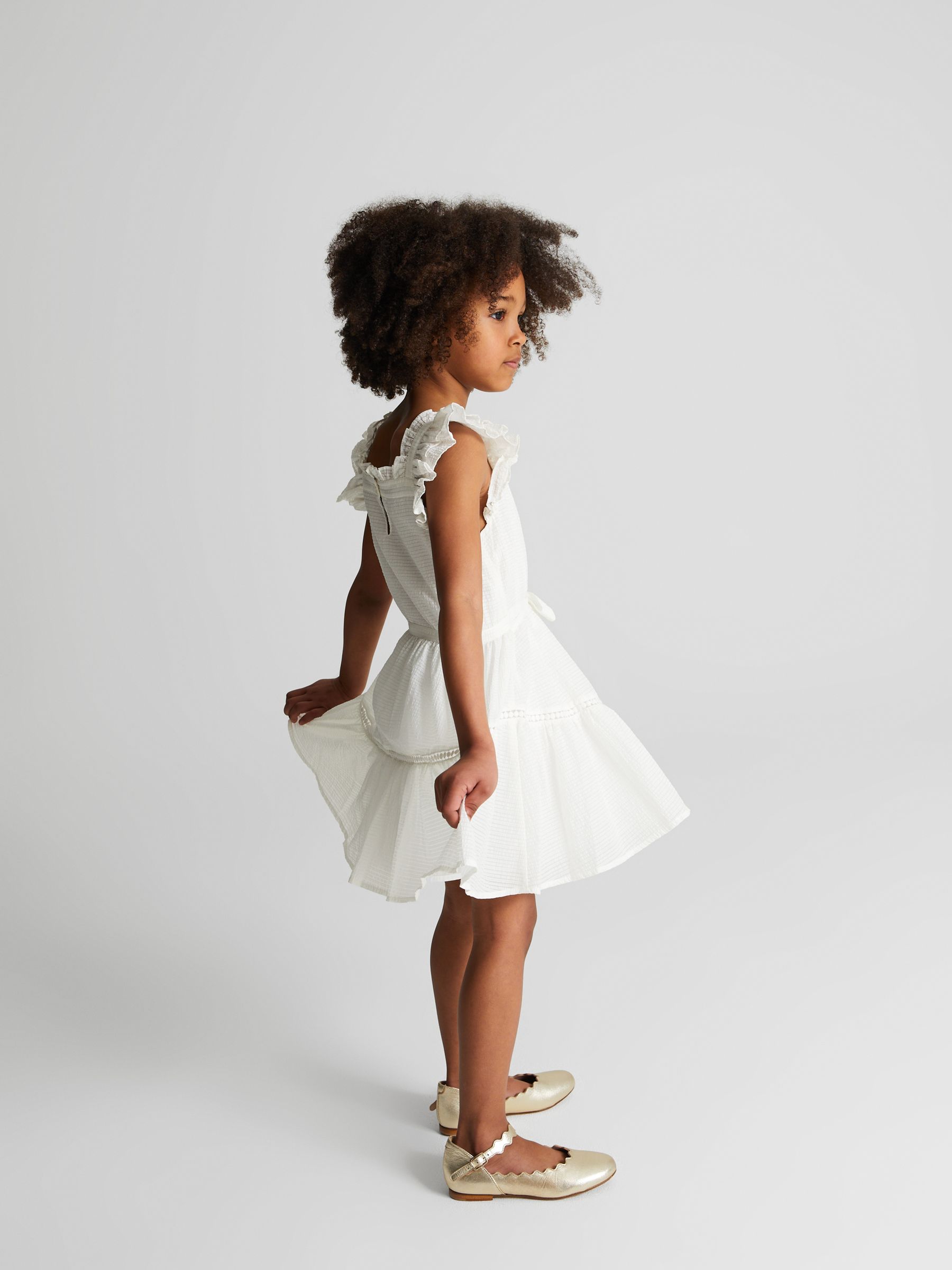 Textured Mini Dress in Ivory - Image 3 of 5