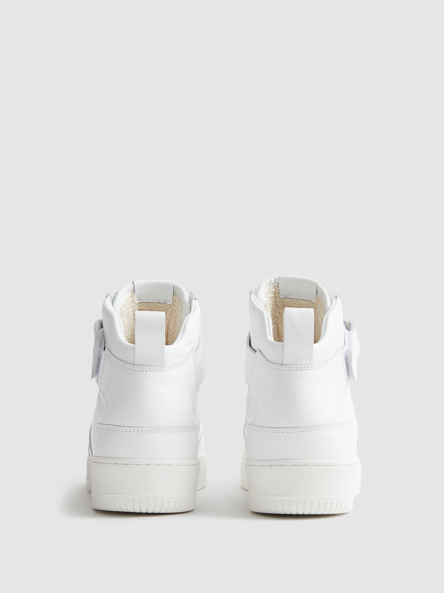 High Top Leather Trainers in White - Image 6 of 7