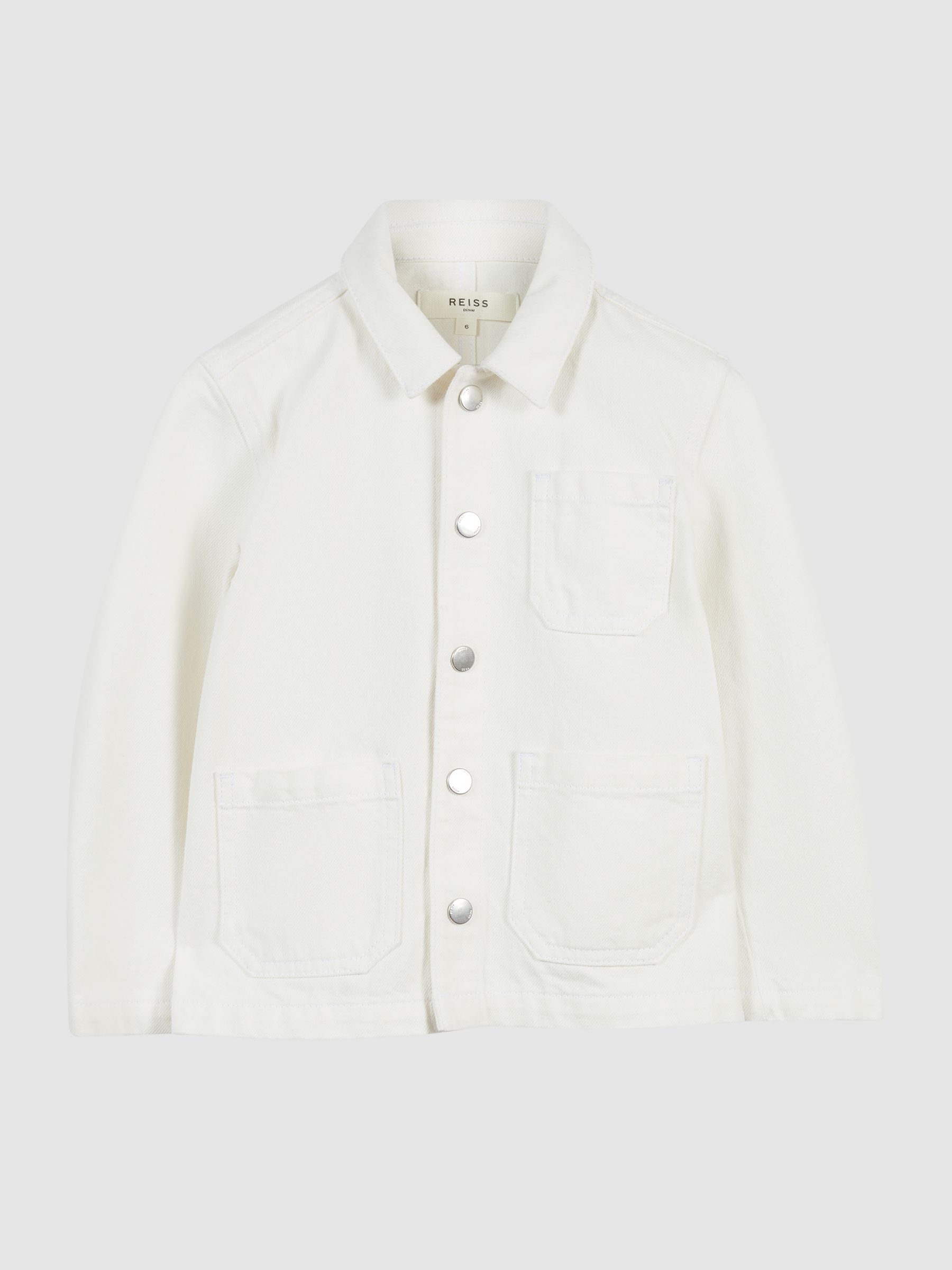 Denim Worker Jacket in Off White - Image 2 of 6
