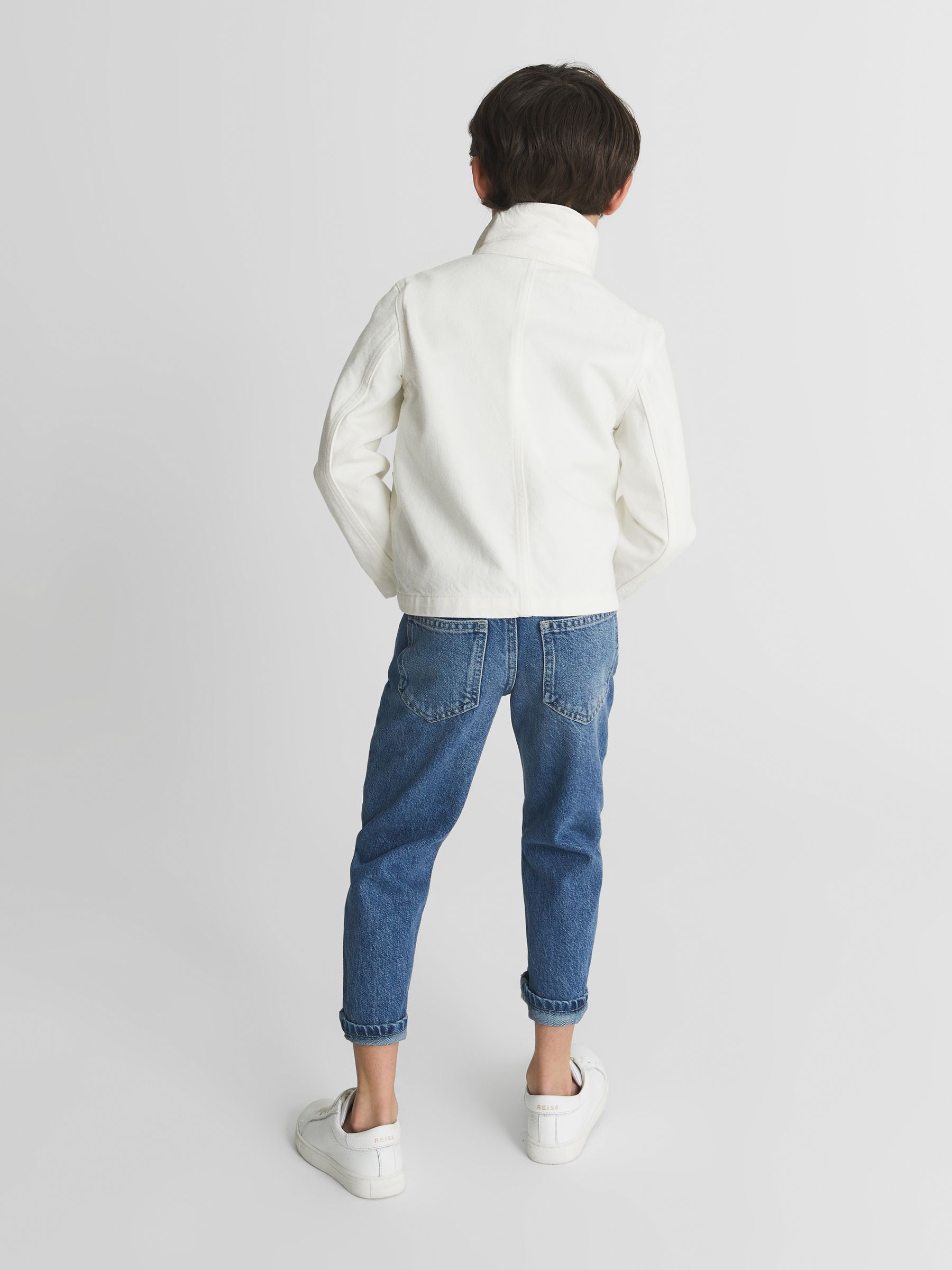 Denim Worker Jacket in Off White - Image 5 of 6