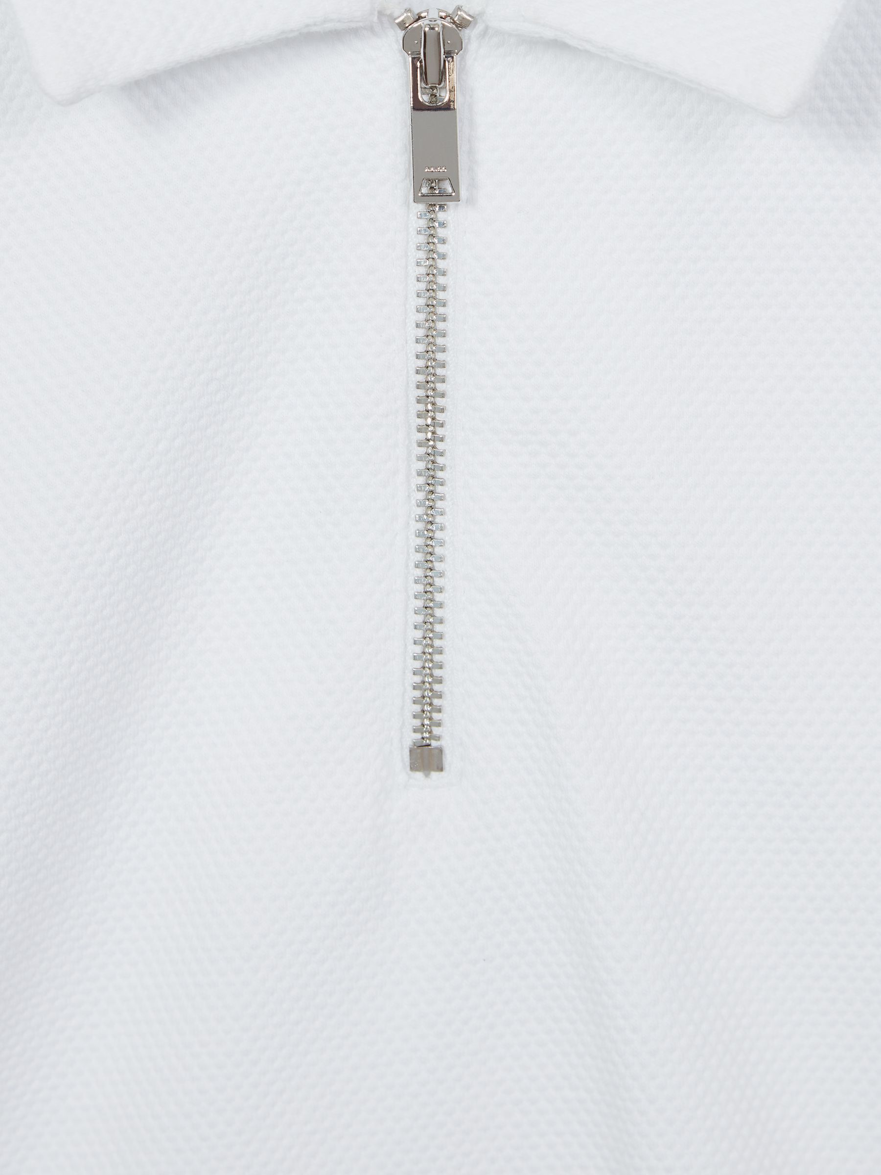 Half Zip Textured Polo T-Shirt in White - Image 5 of 5