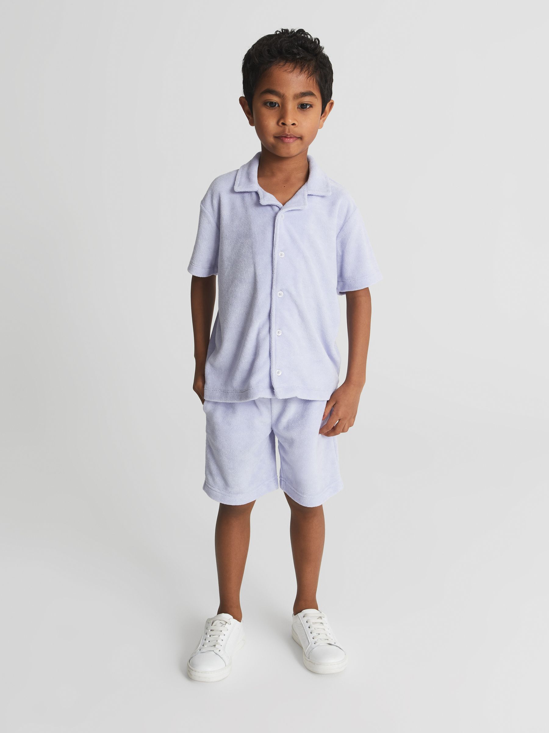 Short Sleeve Cuban Collar Shirt in Lilac - Image 3 of 5