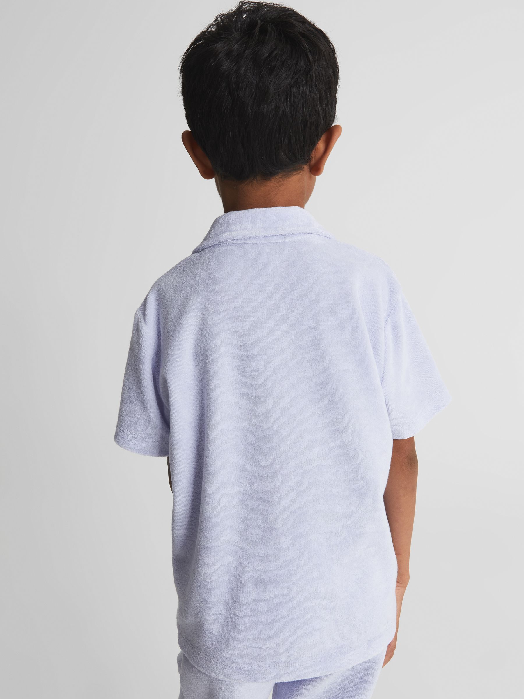 Short Sleeve Cuban Collar Shirt in Lilac - Image 4 of 5