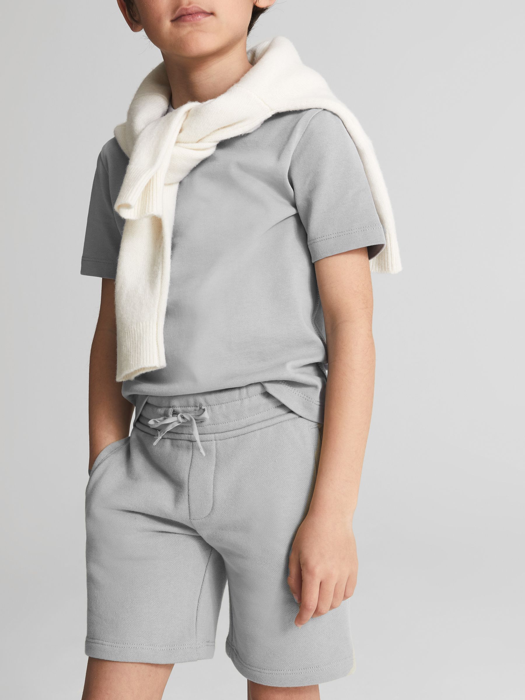 Drawstring Jersey Shorts in Dusty Blue - Image 4 of 6