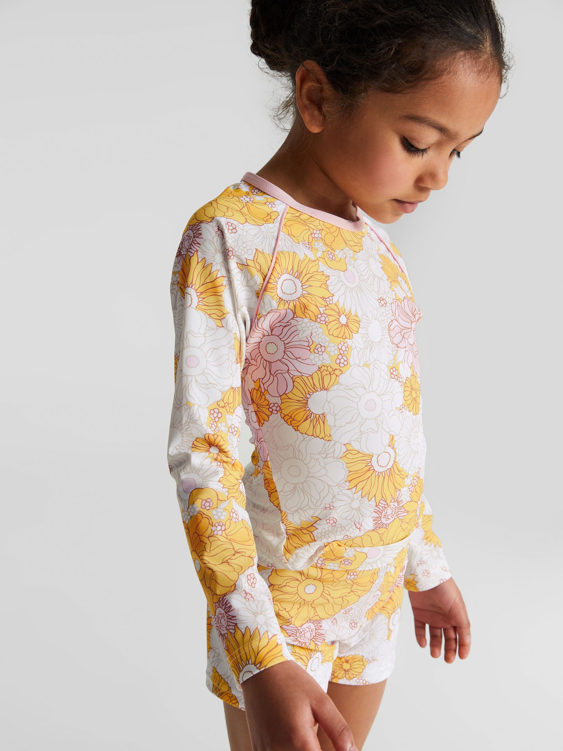 Printed Bikini Shorts in Coral - Image 1 of 7