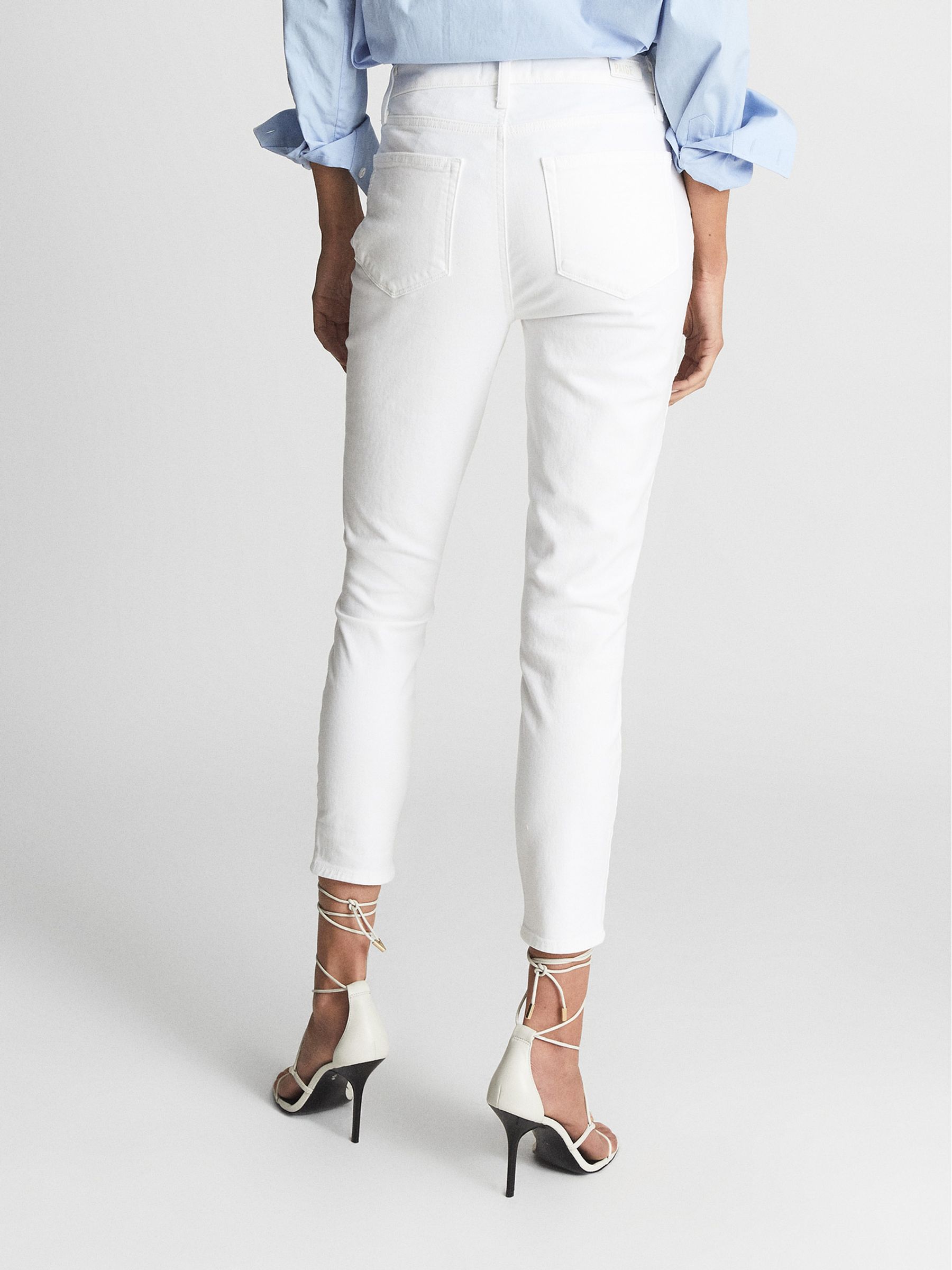 Paige Cropped Skinny Jeans in White - Image 3 of 7
