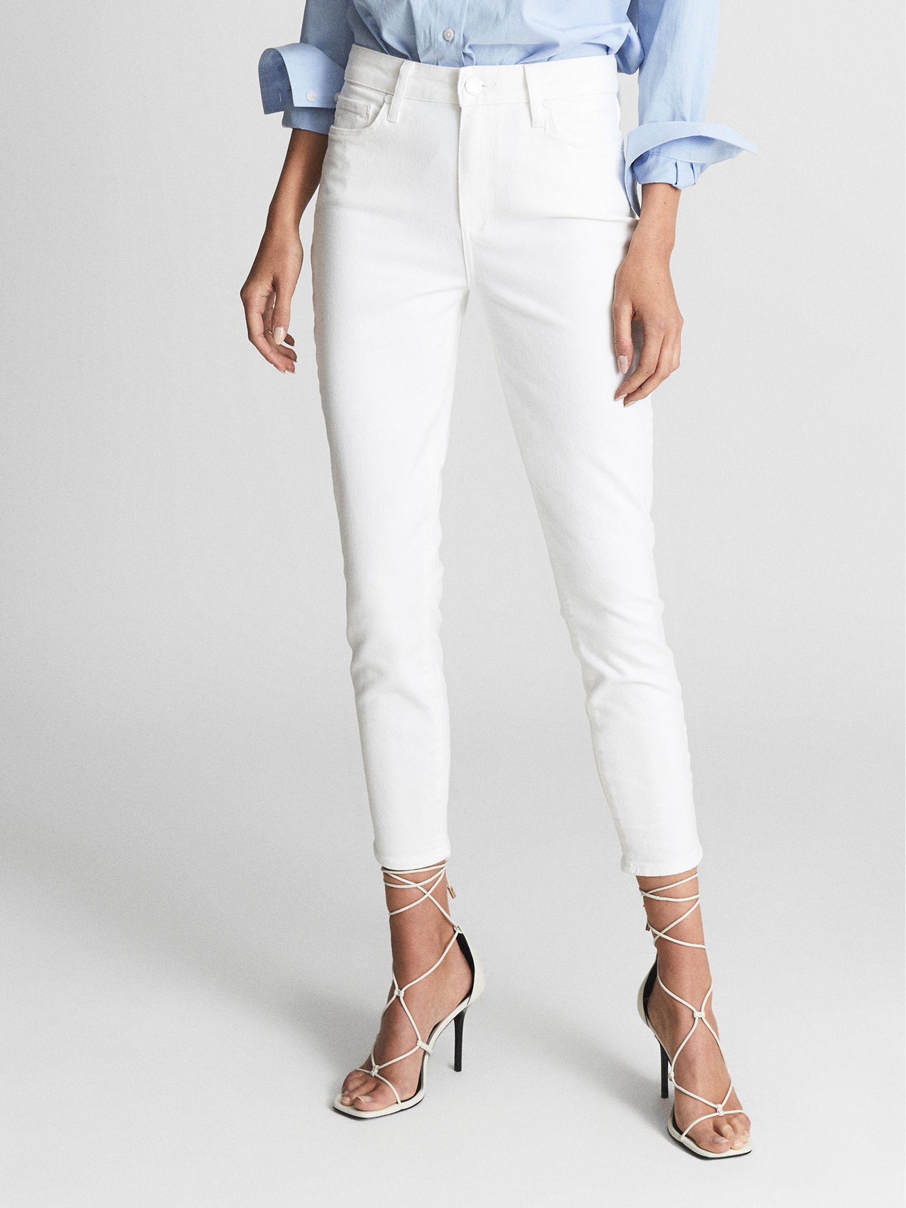 Paige Cropped Skinny Jeans in White - Image 4 of 7