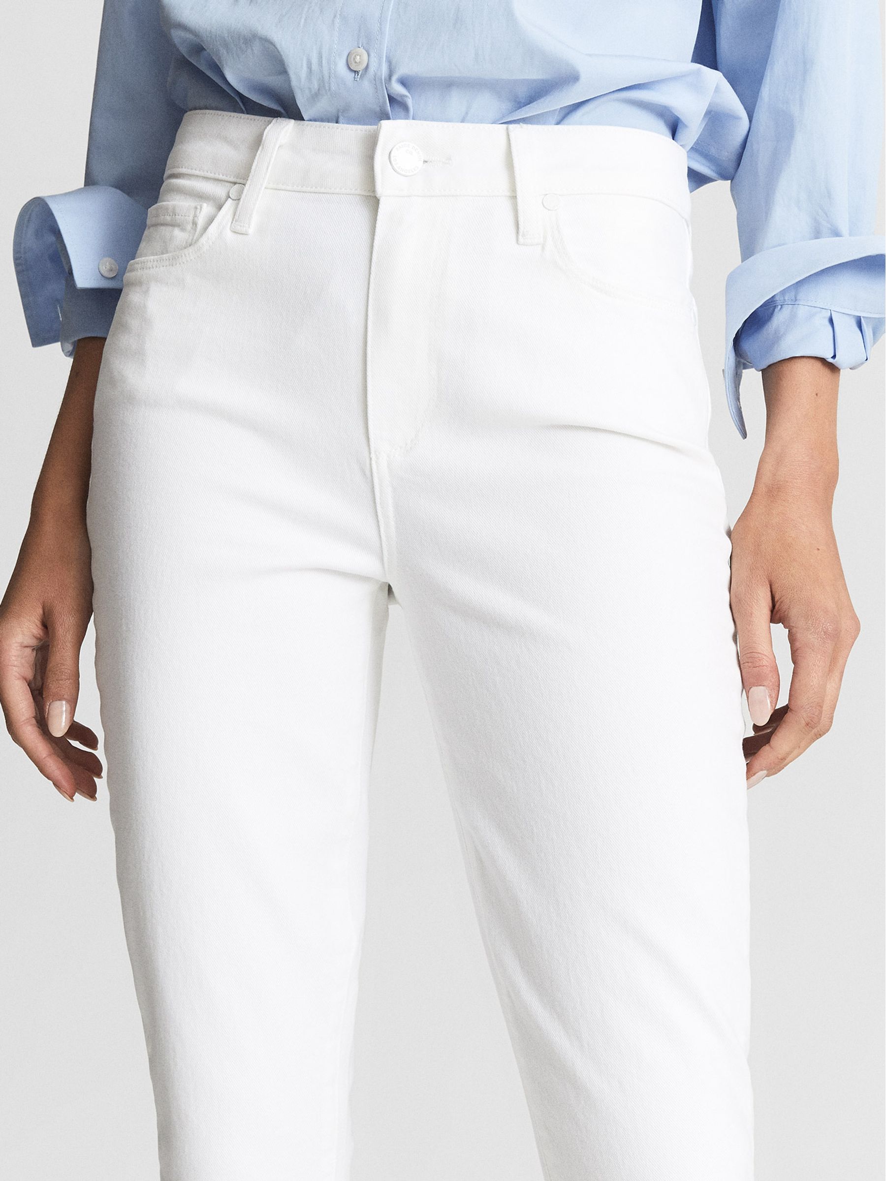 Paige Cropped Skinny Jeans in White - Image 5 of 7