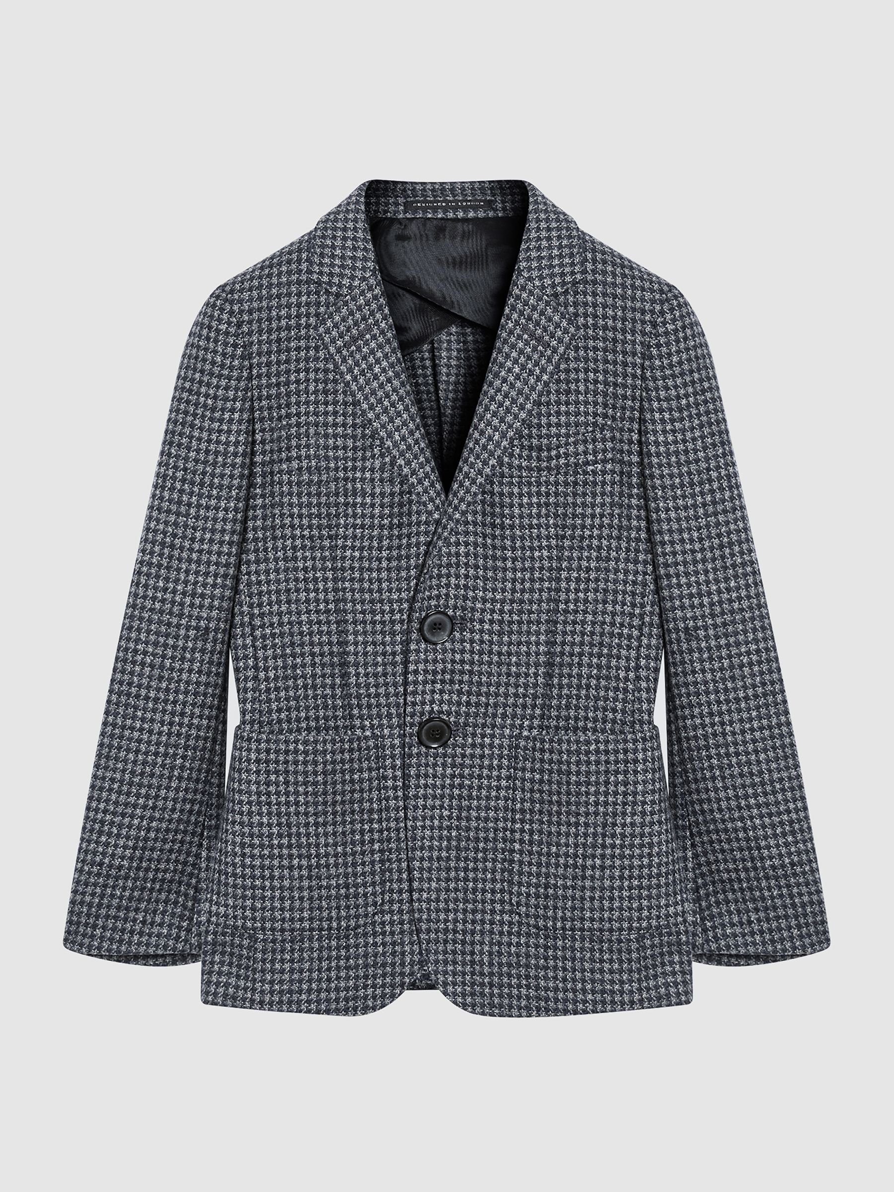 Puppytooth Single Breasted Blazer in Navy/Brown Puppytooth - Image 2 of 8
