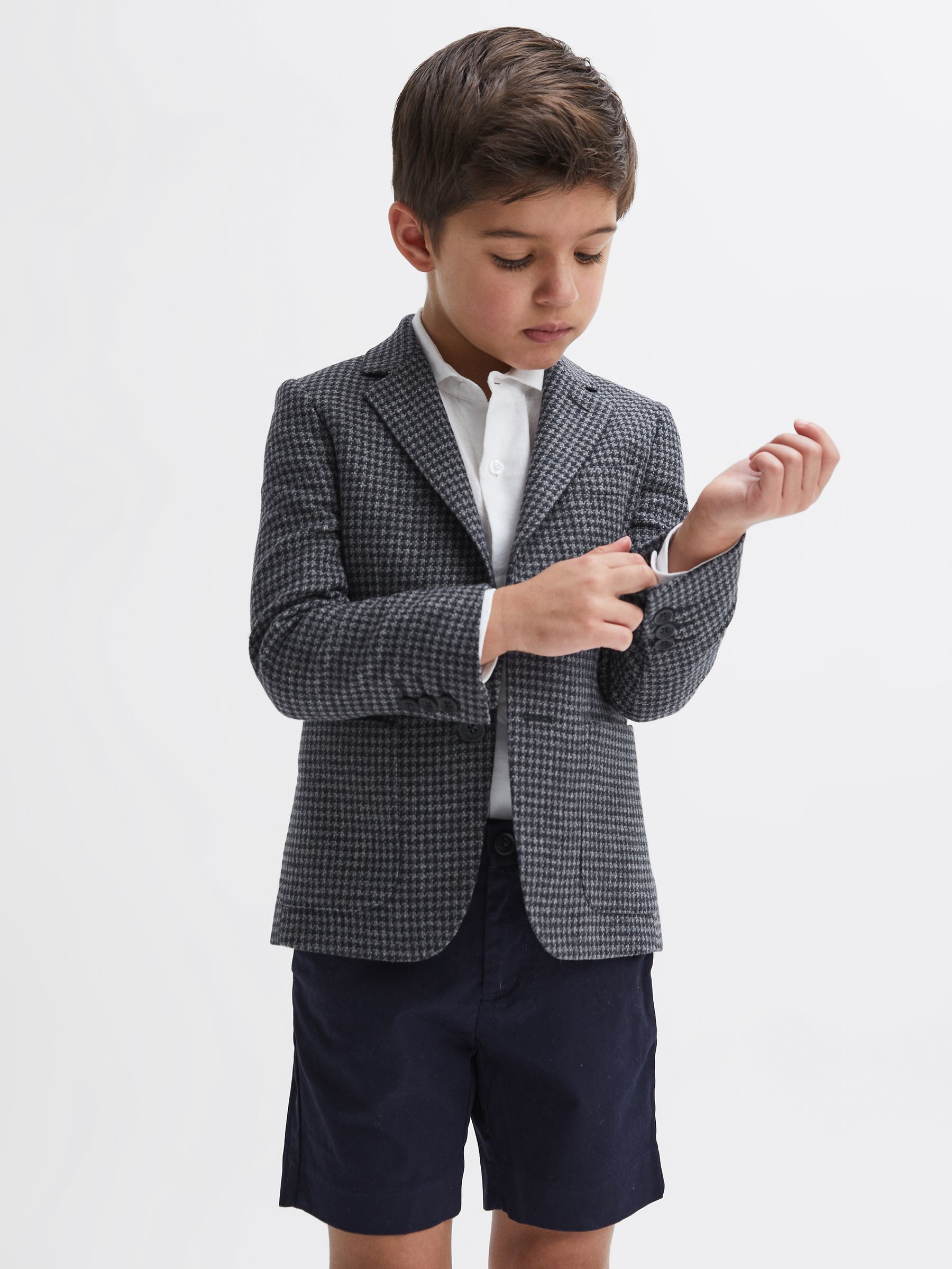 Puppytooth Single Breasted Blazer in Navy/Brown Puppytooth - Image 3 of 8