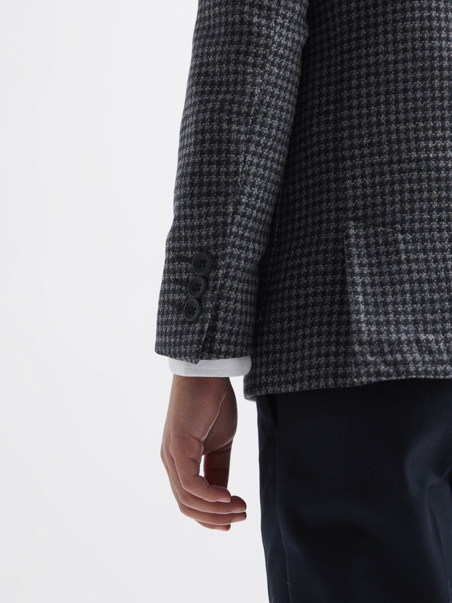 Puppytooth Single Breasted Blazer in Navy/Brown Puppytooth - Image 4 of 8
