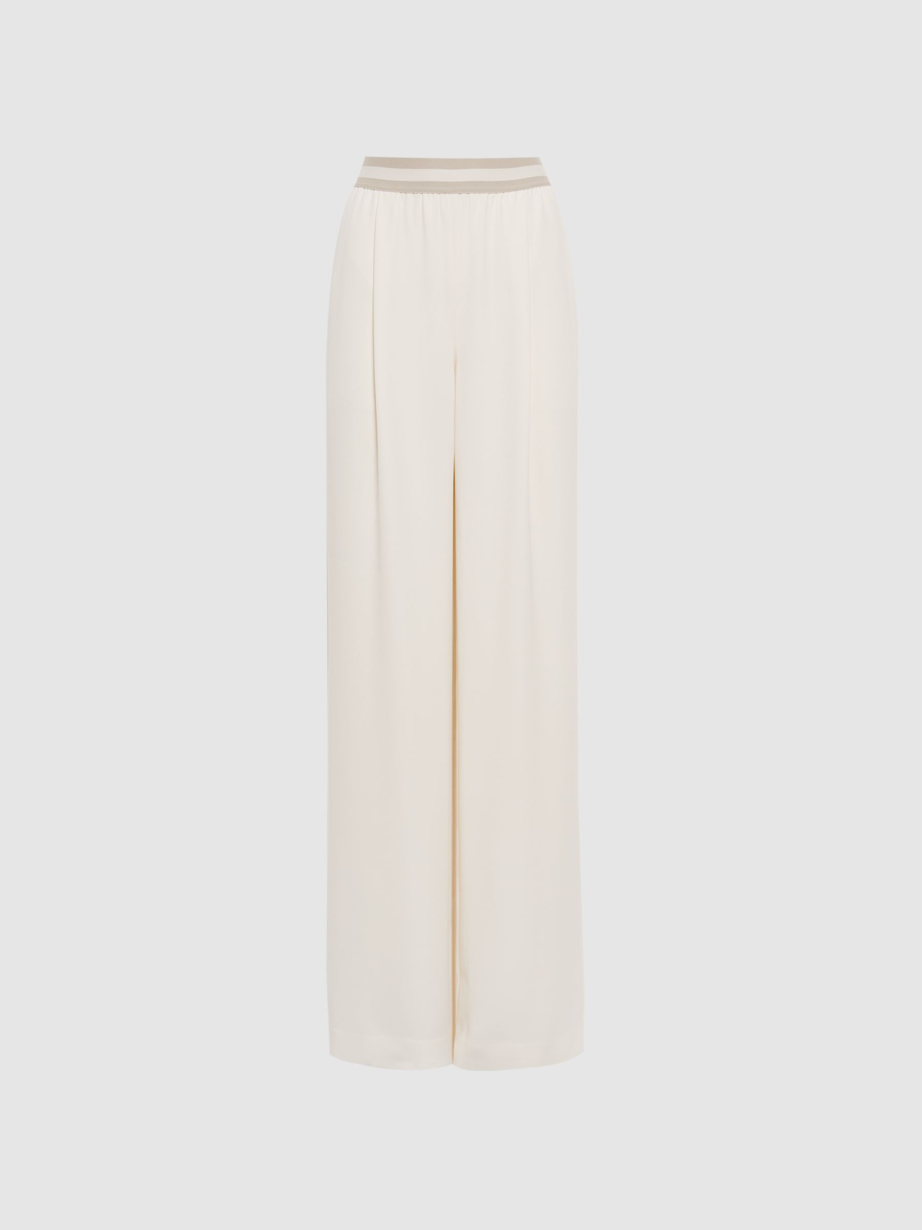 Petite Wide Leg Elasticated Trousers in Neutral - Image 2 of 6 Petite Wide Leg Elasticated Trousers in Neutral - Image 2 of 6