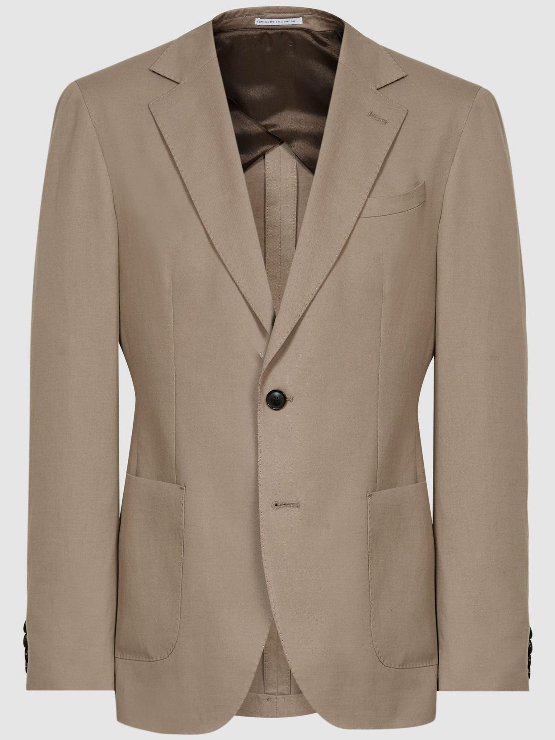 Train Mushroom Single Breasted Cotton-Linen Slim Fit Blazer - Image 2 of 6