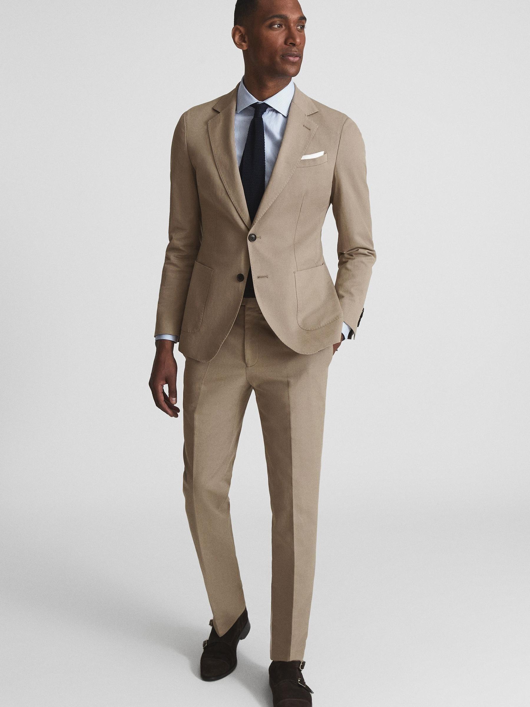 Train Mushroom Single Breasted Cotton-Linen Slim Fit Blazer - Image 3 of 6