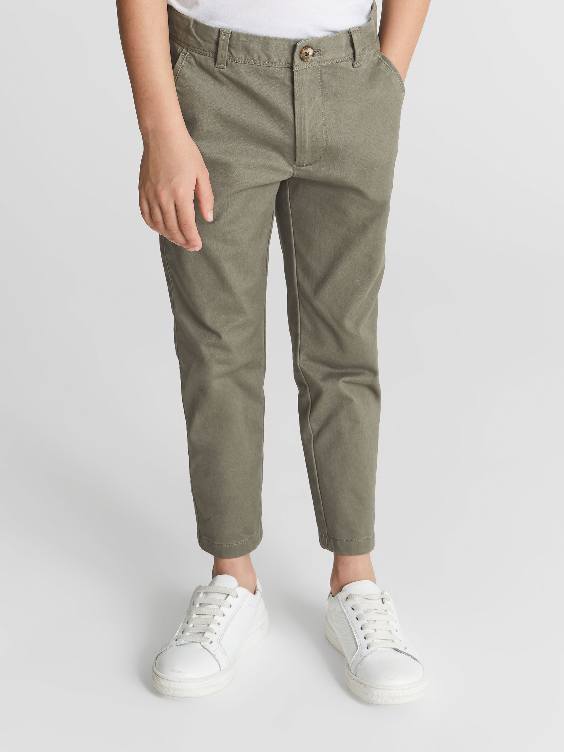 Slim Fit Casual Chinos in Khaki - Image 3 of 6