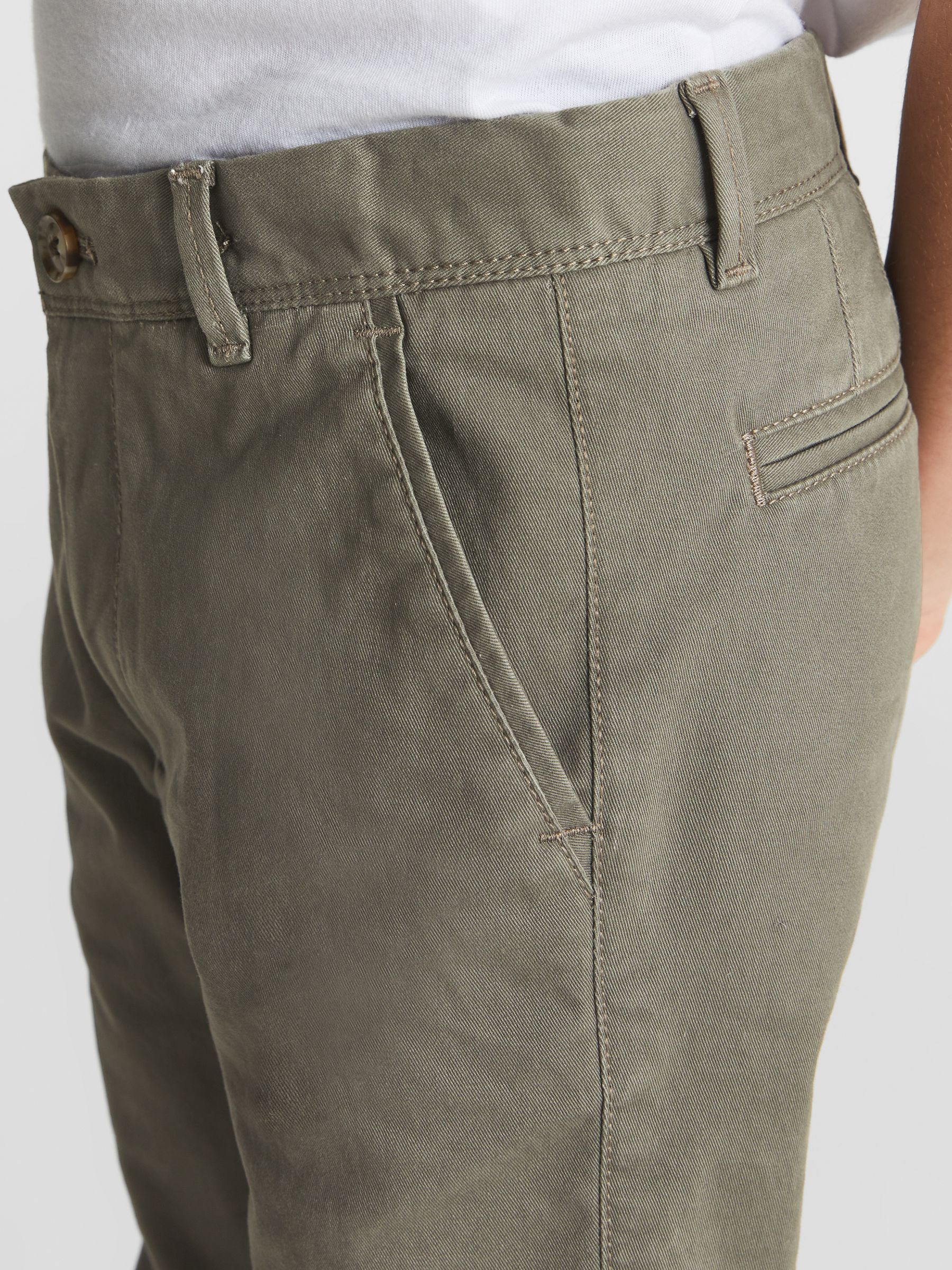 Slim Fit Casual Chinos in Khaki - Image 4 of 6