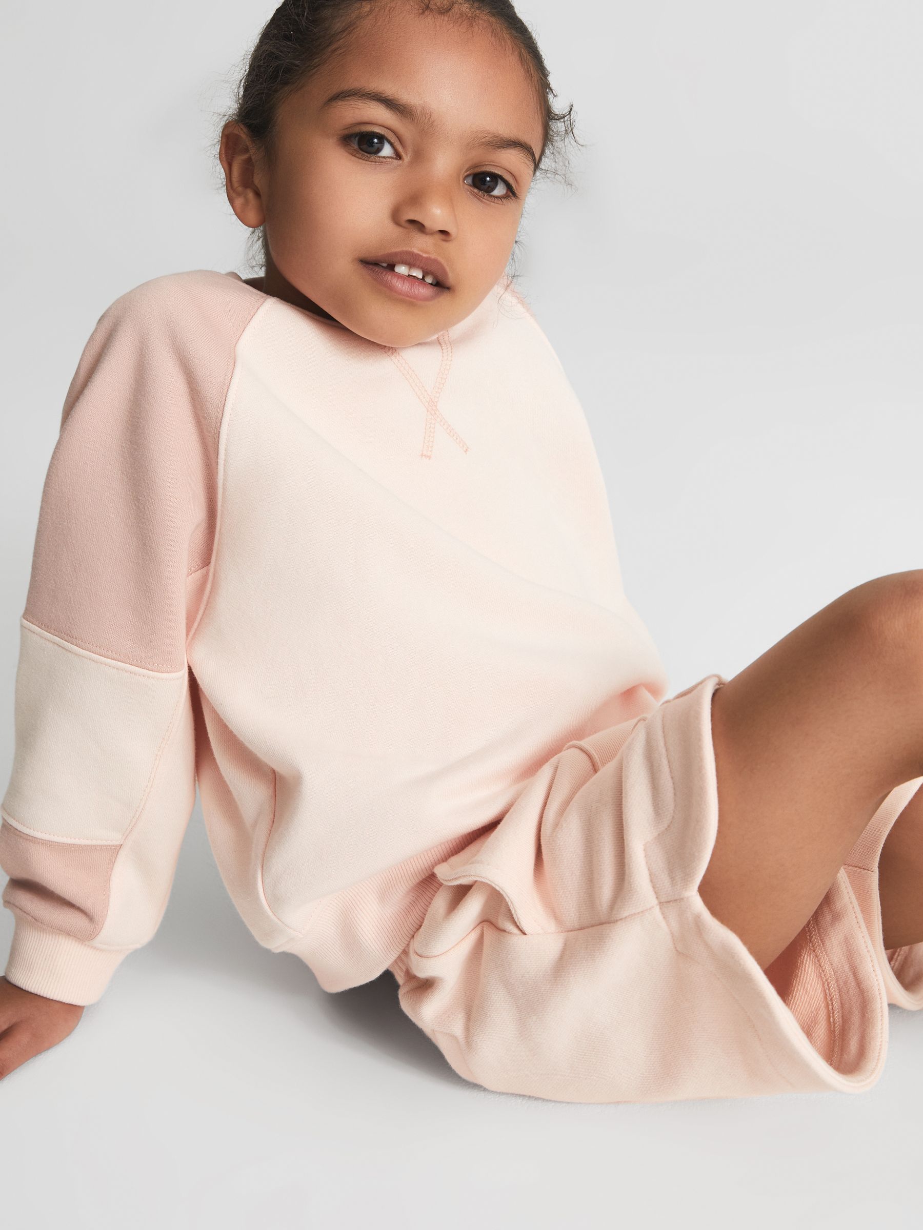 Colourblock Jersey Sweatshirt in Pale Pink - Image 1 of 6