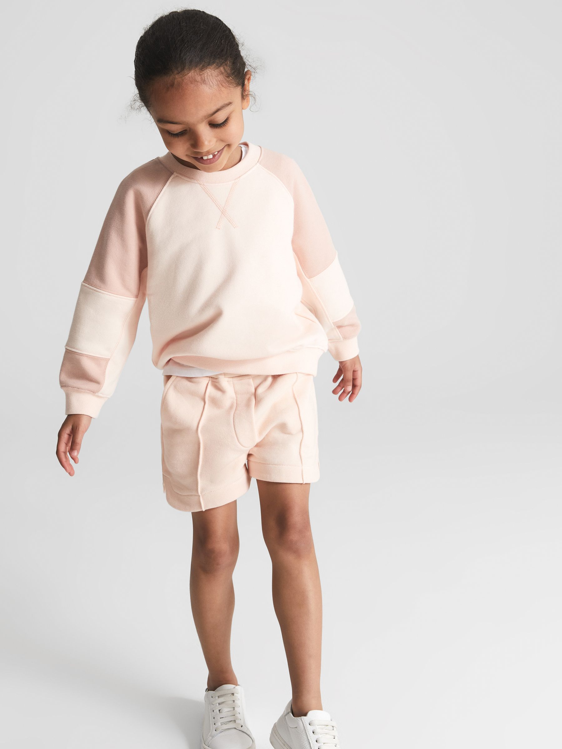 Colourblock Jersey Sweatshirt in Pale Pink - Image 3 of 6