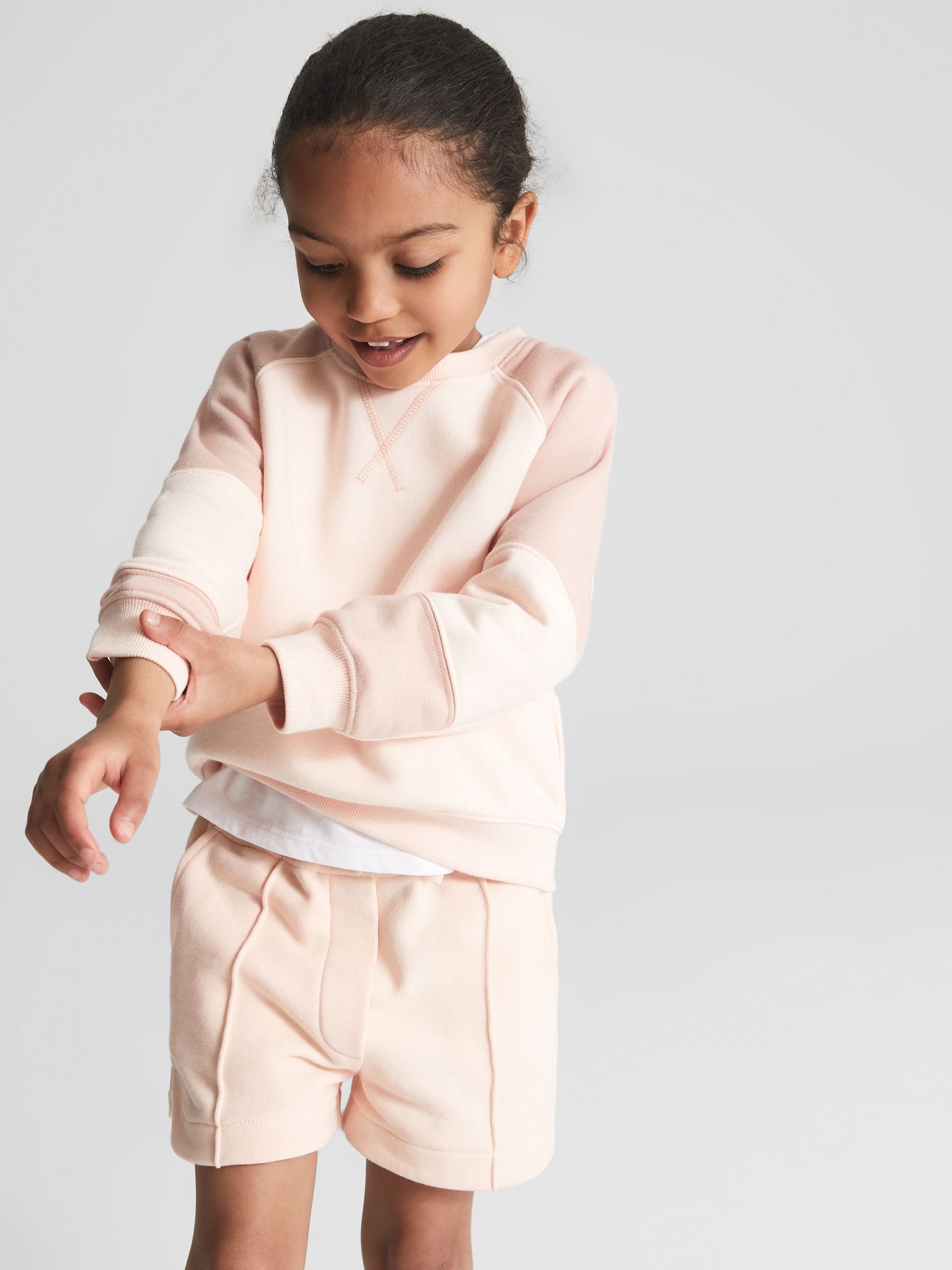 Colourblock Jersey Sweatshirt in Pale Pink - Image 4 of 6