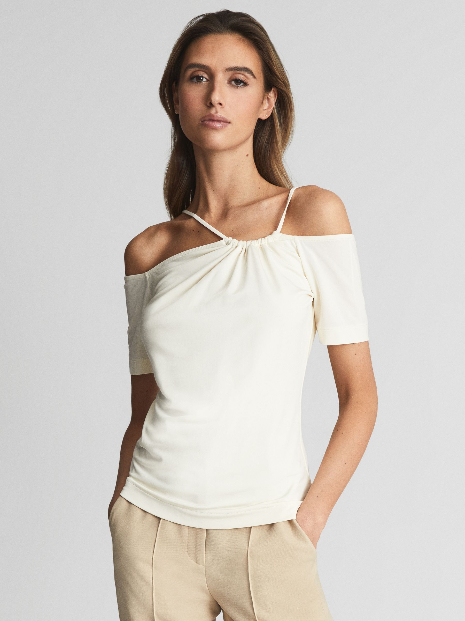 Off-Shoulder Strap Top in Cream - Image 4 of 5