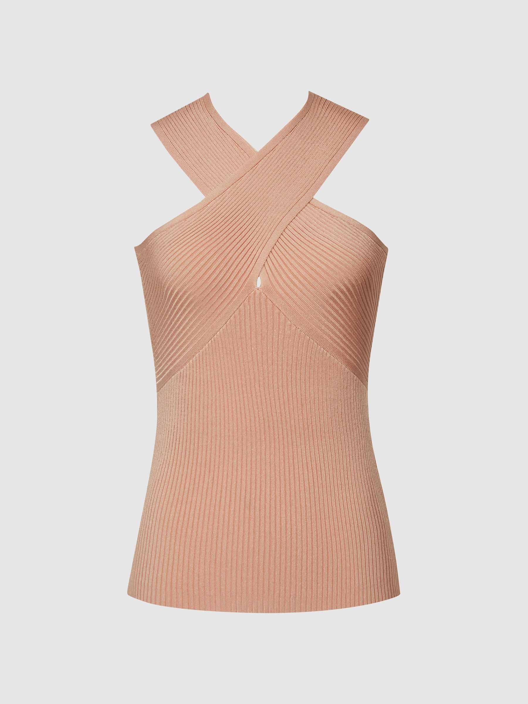 Knitted Halterneck Cami Vest Top in Pink - Image 2 of 5