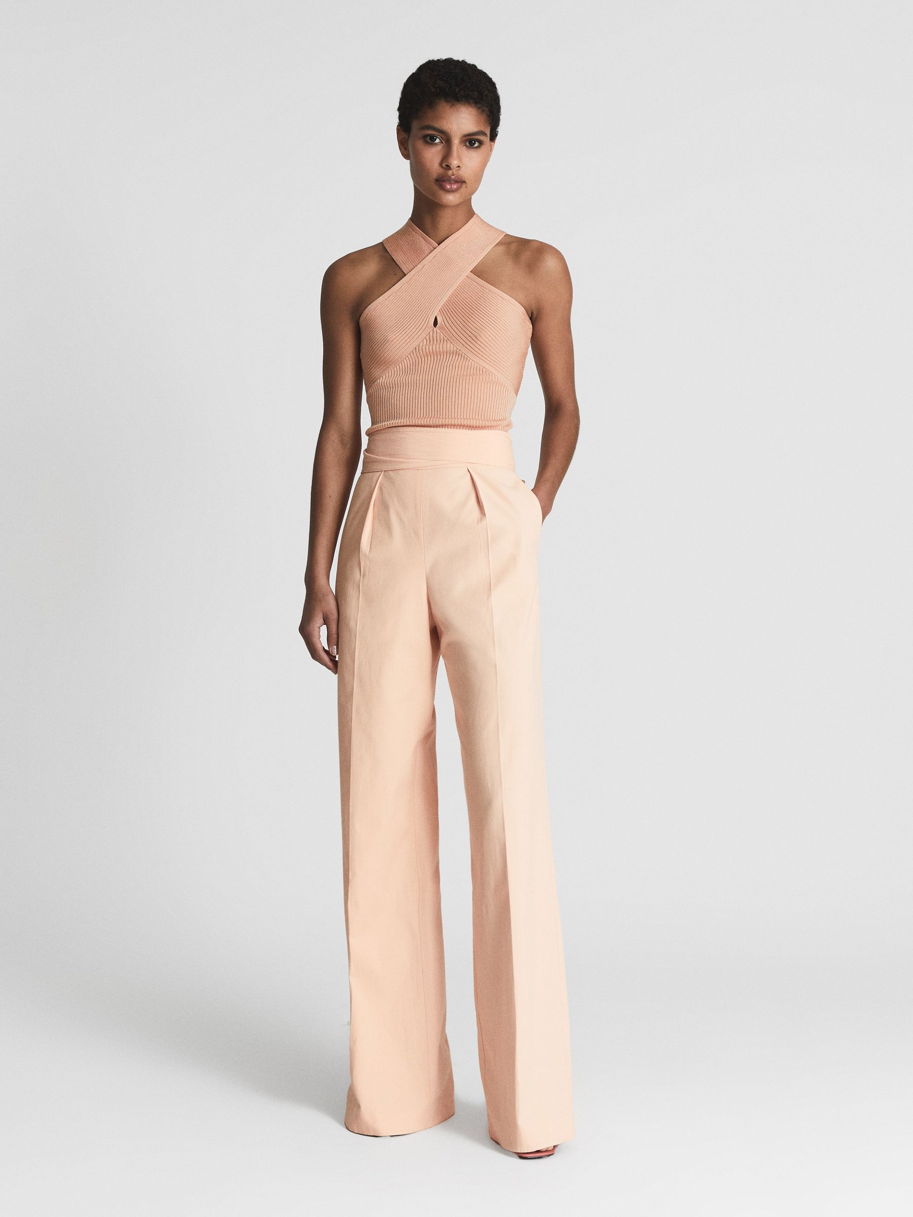 Knitted Halterneck Cami Vest Top in Pink - Image 3 of 5