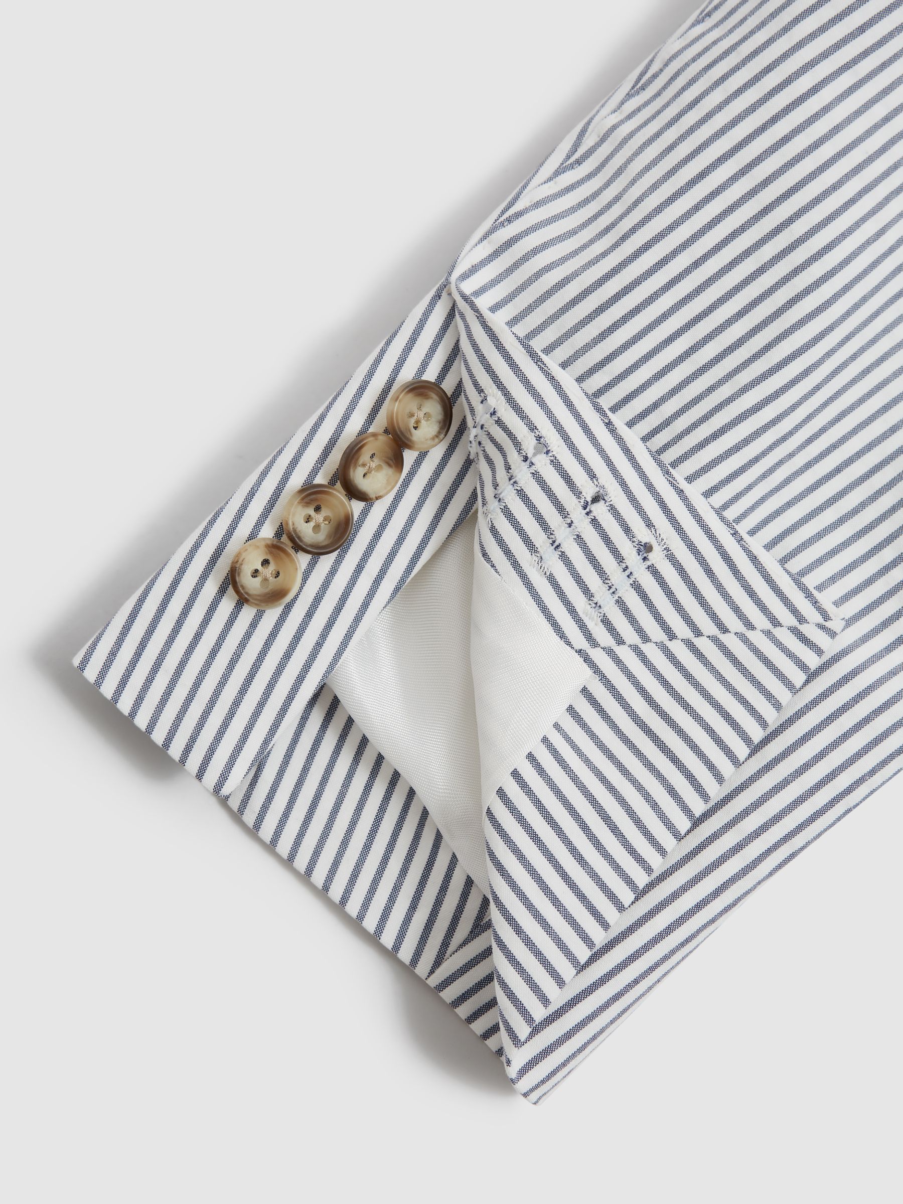 Barr Blue/White Single Breasted Seersucker Slim Fit Blazer - Image 9 of 10