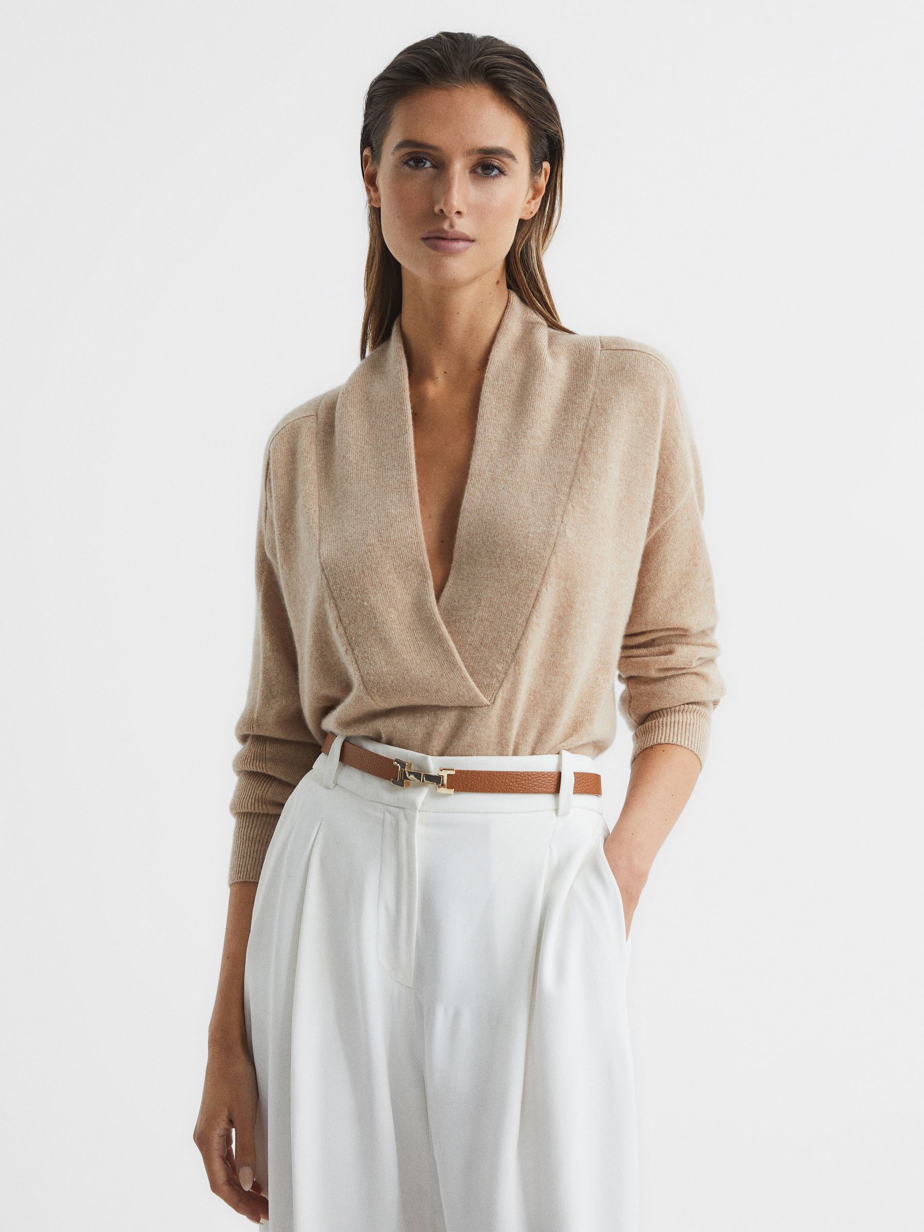 Leather Square Hinge Belt in Tan - Image 2 of 5