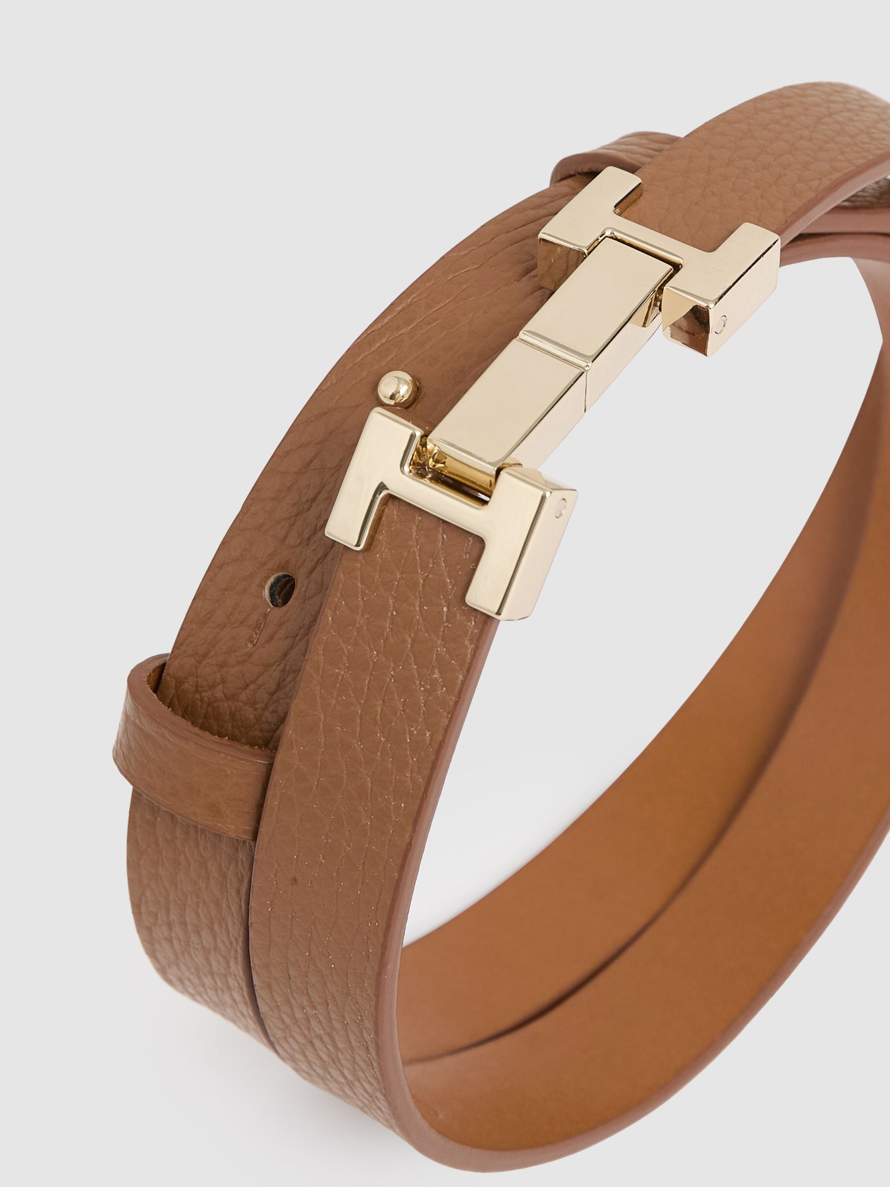 【REISS】UK発 HAYLEY レザー スクエア ヒンジ バックル ベルト Reiss Leather Square Hinge Belt in Tan | REISS