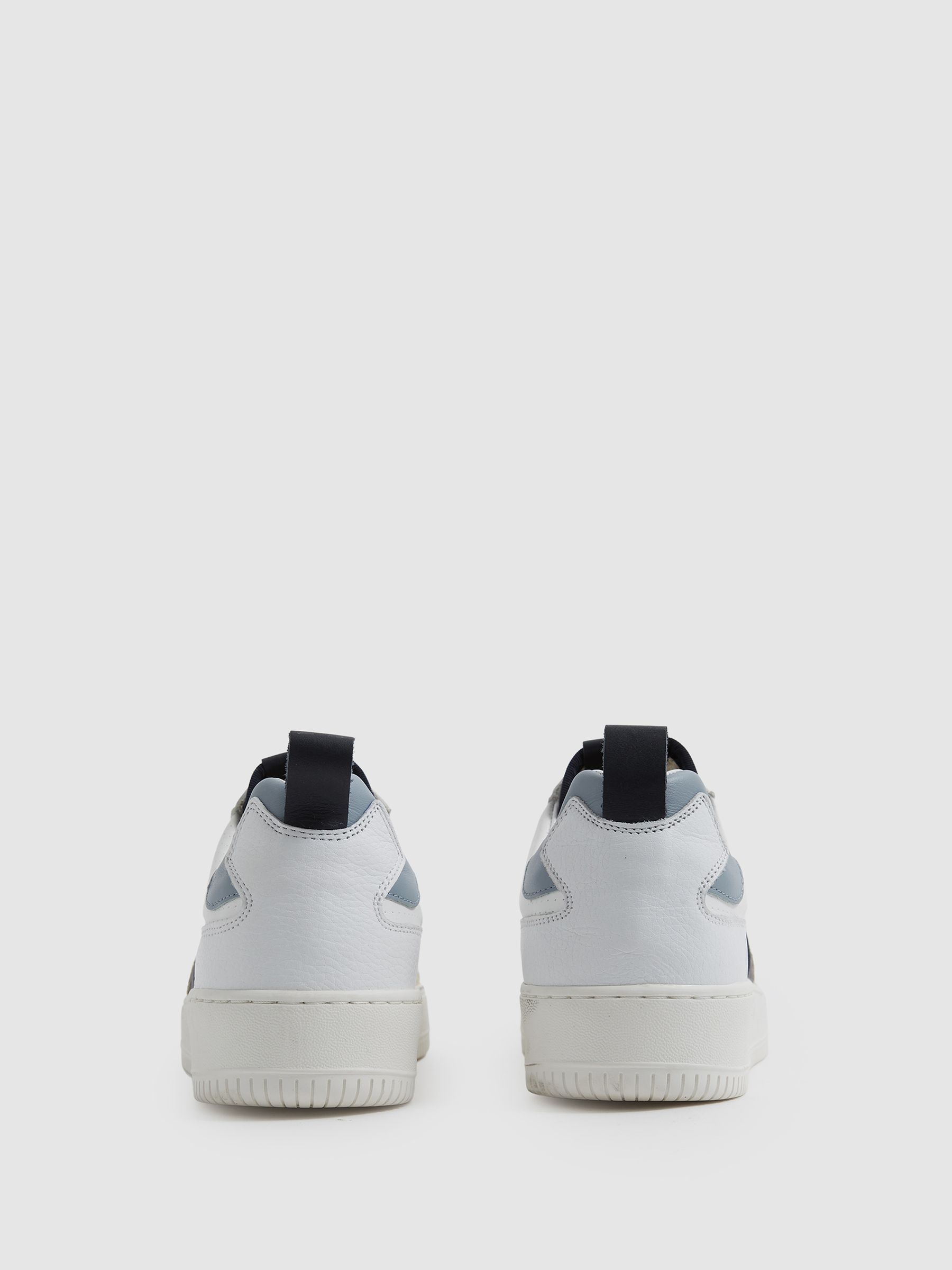 Mid Top Leather Trainers in White/Blue Mix - Image 7 of 7