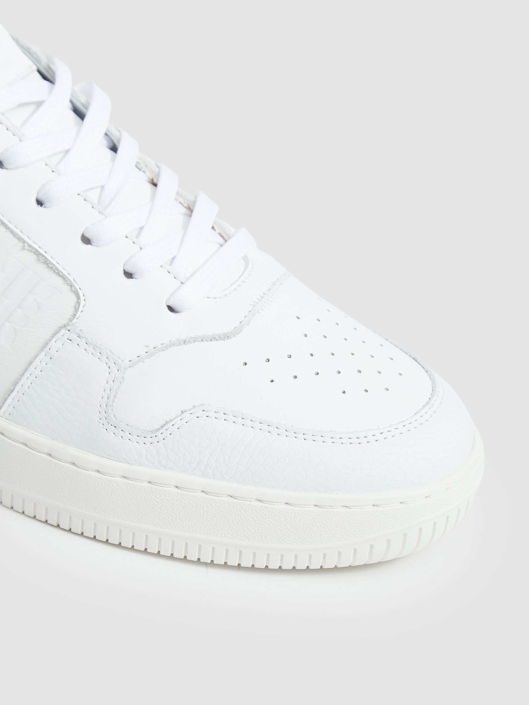 Low Top Leather Trainers in White - Image 4 of 7