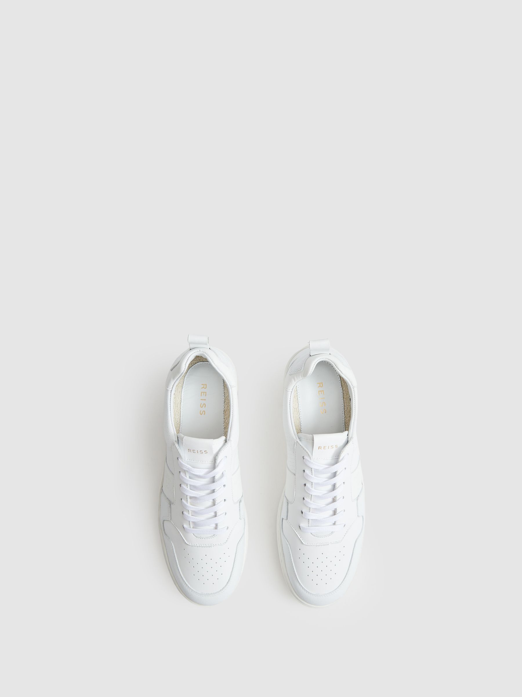 Low Top Leather Trainers in White - Image 5 of 7