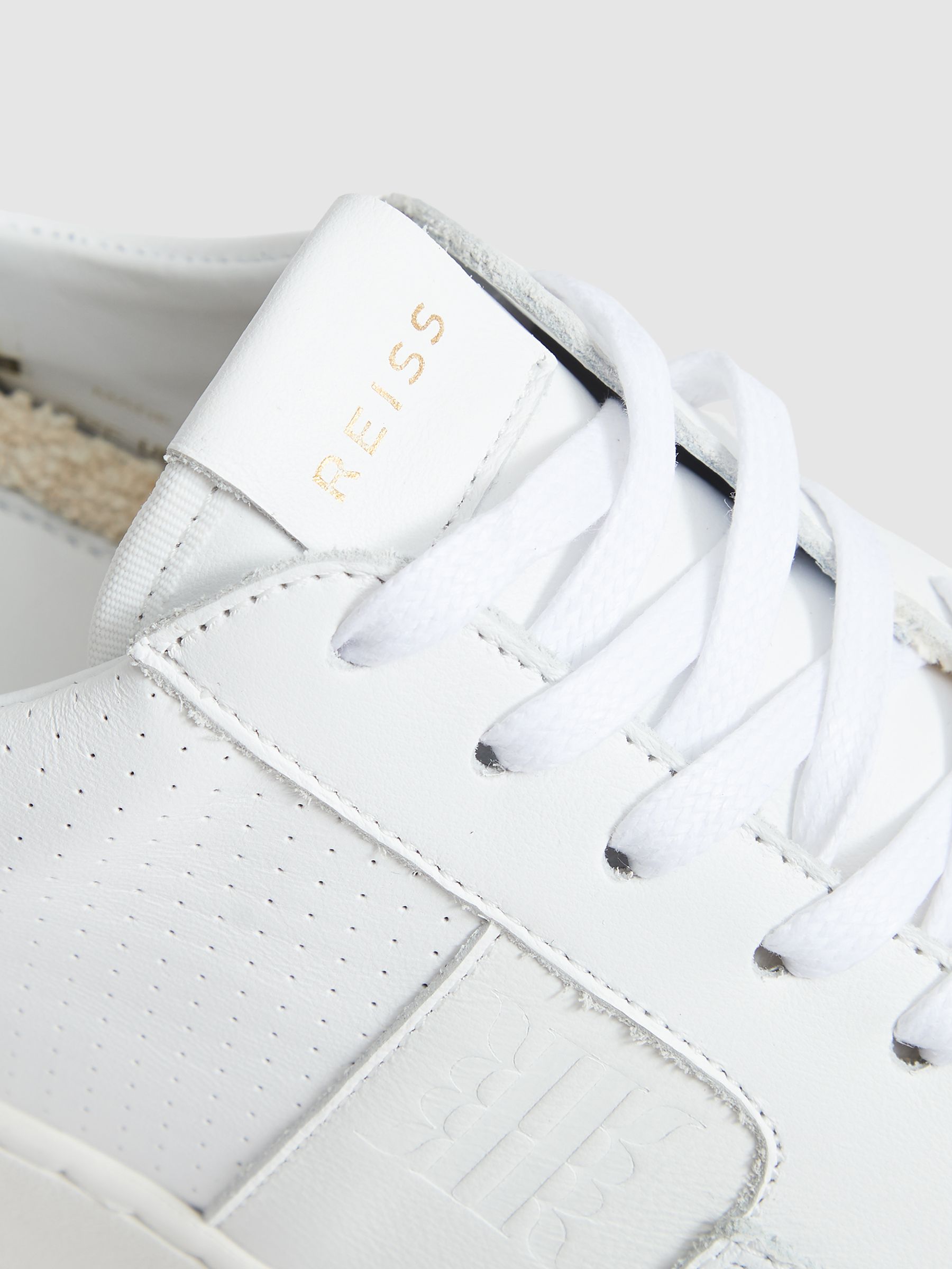 Low Top Leather Trainers in White - Image 6 of 7