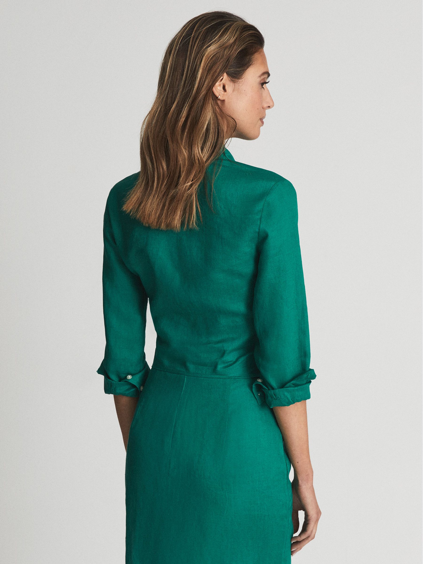 Plain Tie Waist Blouse in Green - Image 5 of 6