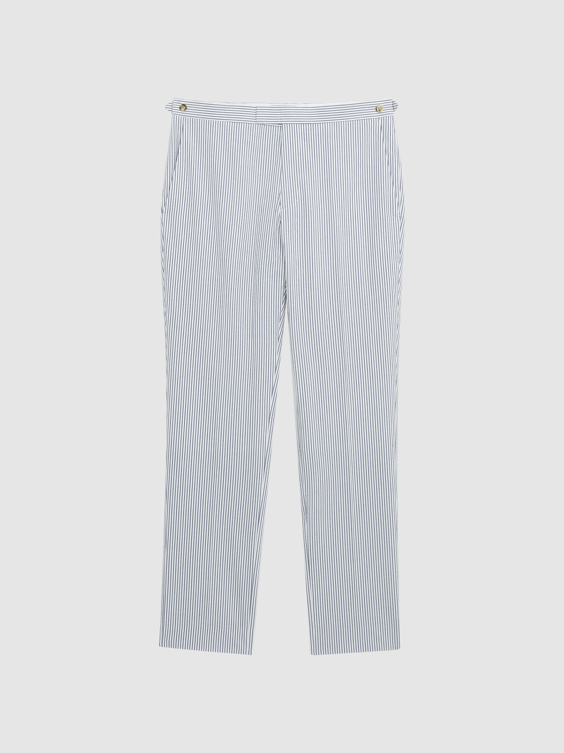 Barr Blue/White Seersucker Mixer Slim Fit Trousers - Image 2 of 5
