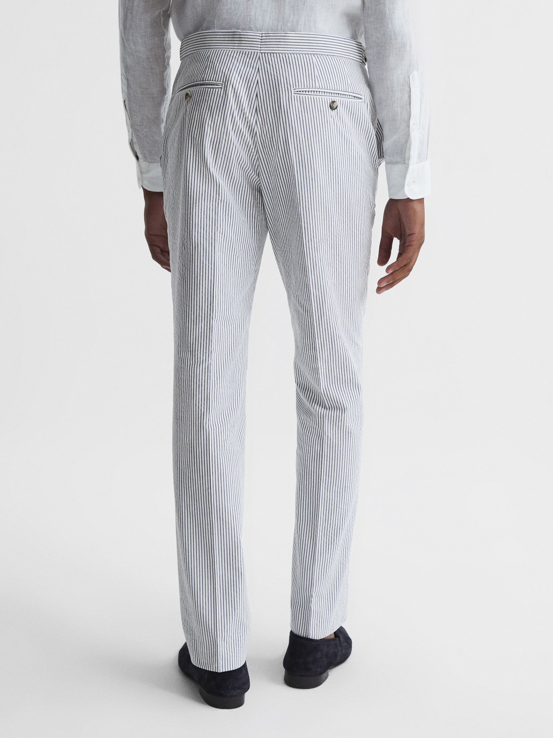 Barr Blue/White Seersucker Mixer Slim Fit Trousers - Image 5 of 5