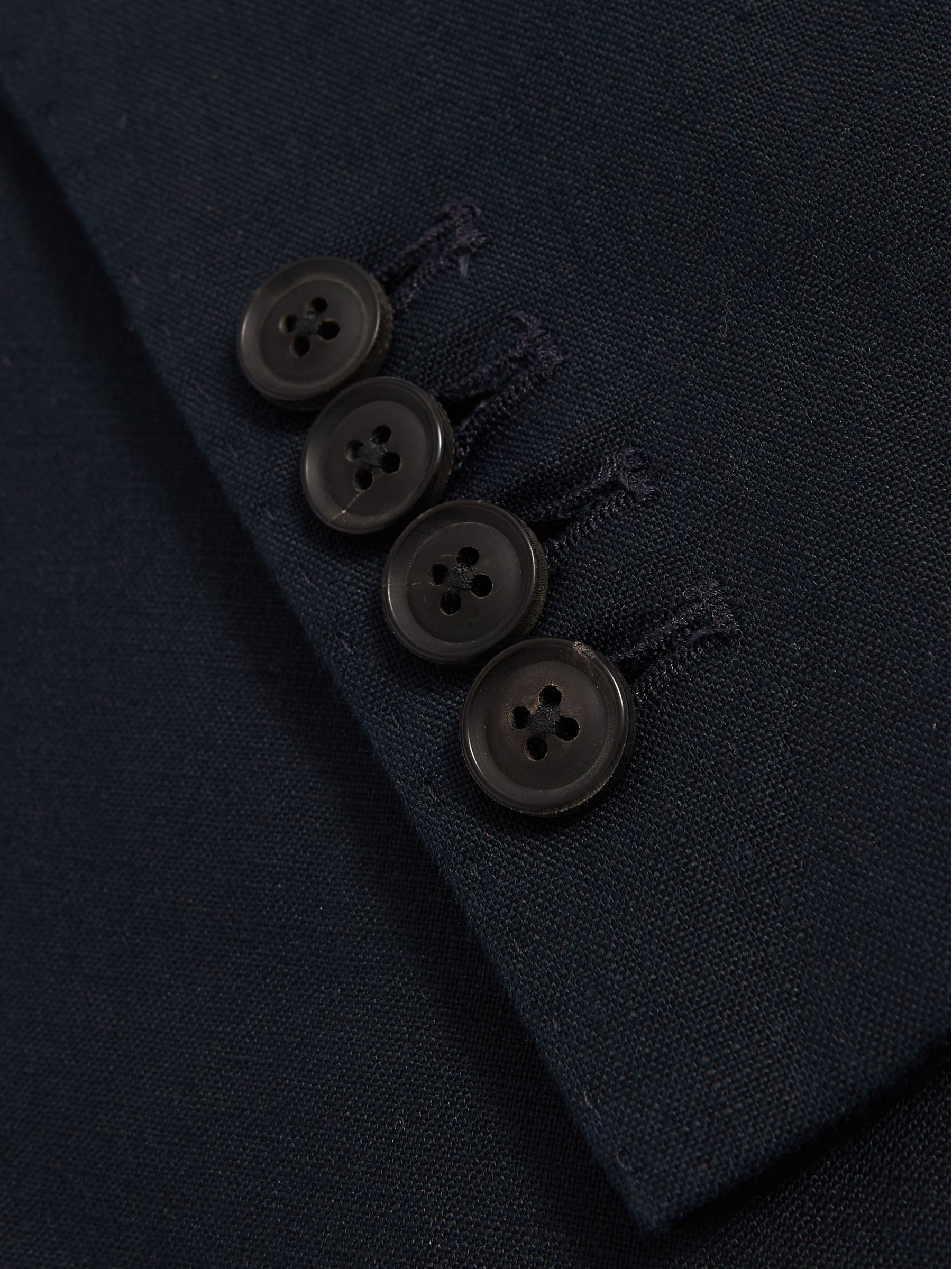 Slim Fit Single Breasted Linen Blazer in Navy - Image 8 of 11