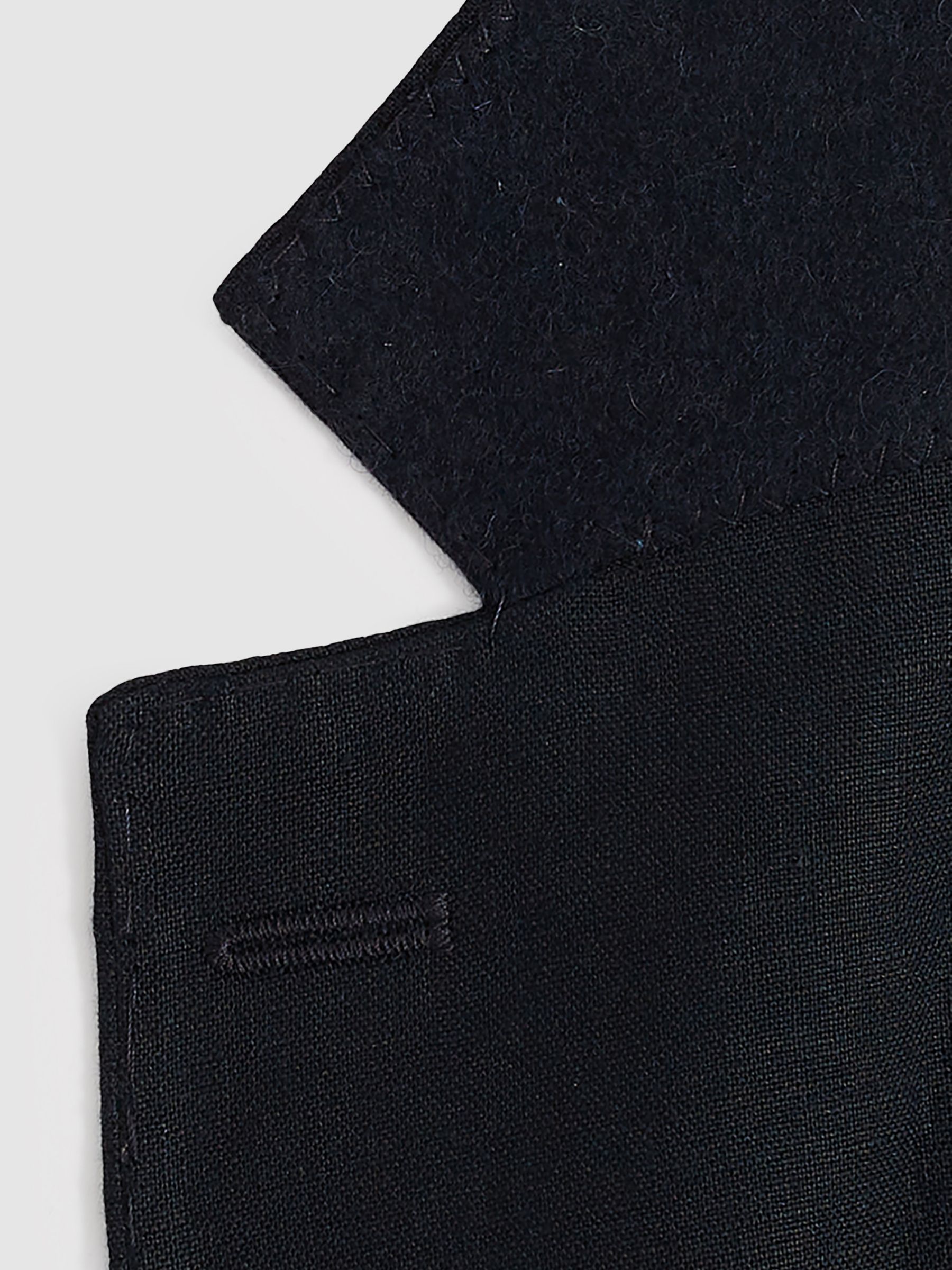 Slim Fit Single Breasted Linen Blazer in Navy - Image 9 of 11