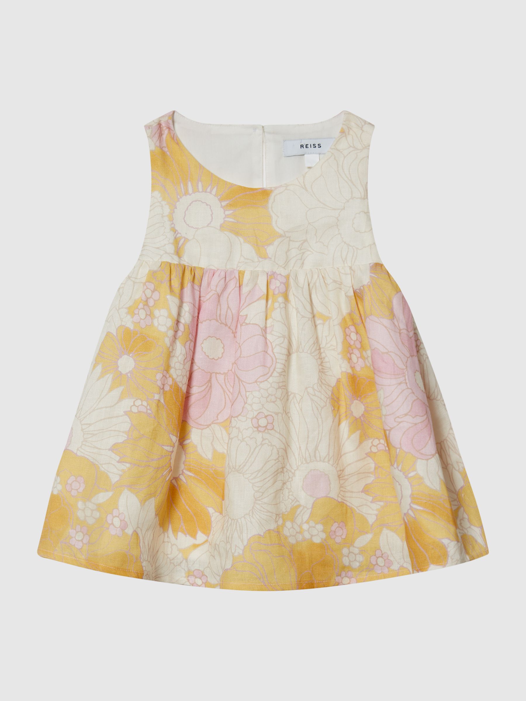 Printed Linen Top in Yellow Print - Image 2 of 7 Printed Linen Top in Yellow Print - Image 2 of 7