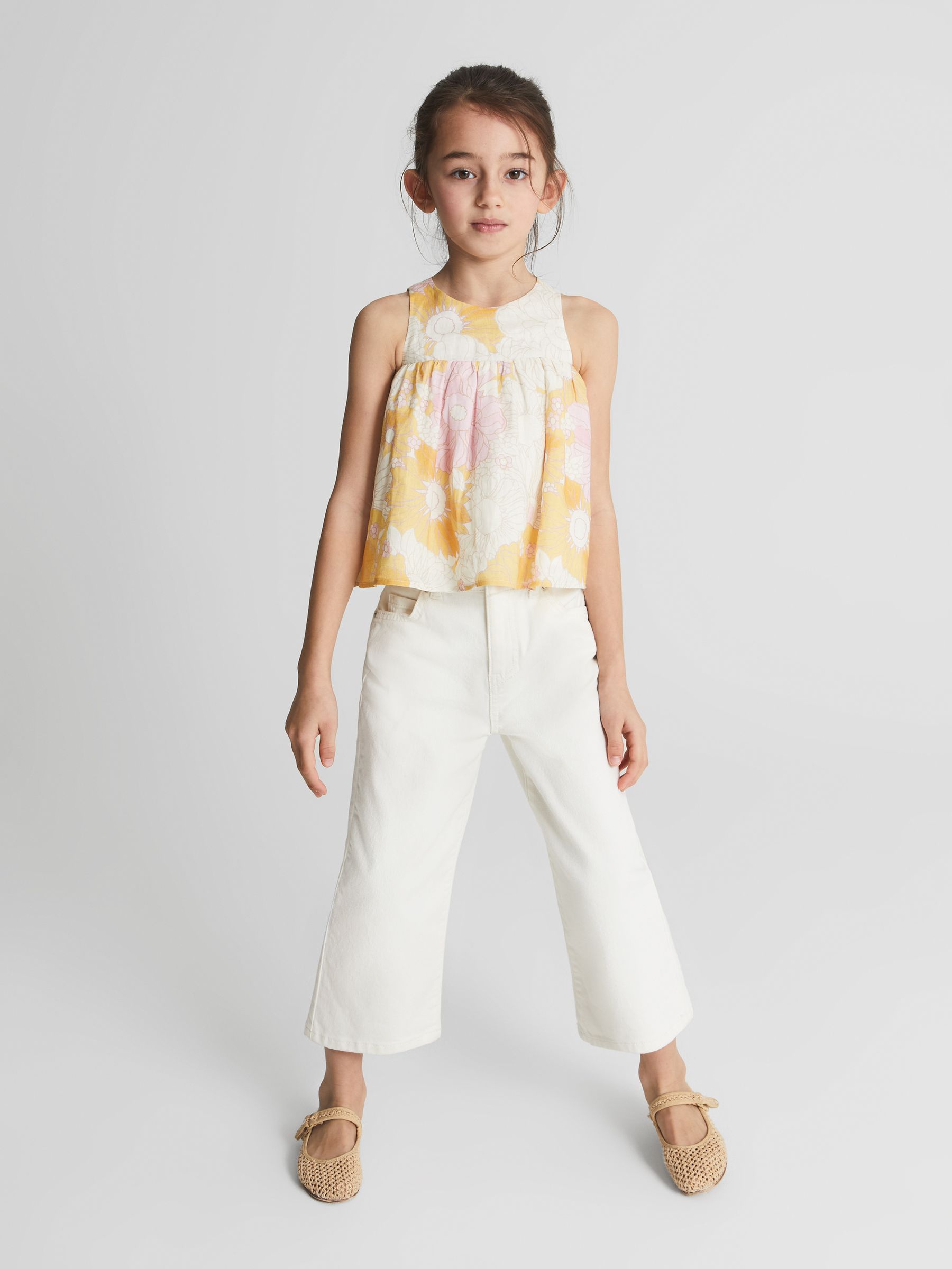 Printed Linen Top in Yellow Print - Image 3 of 7