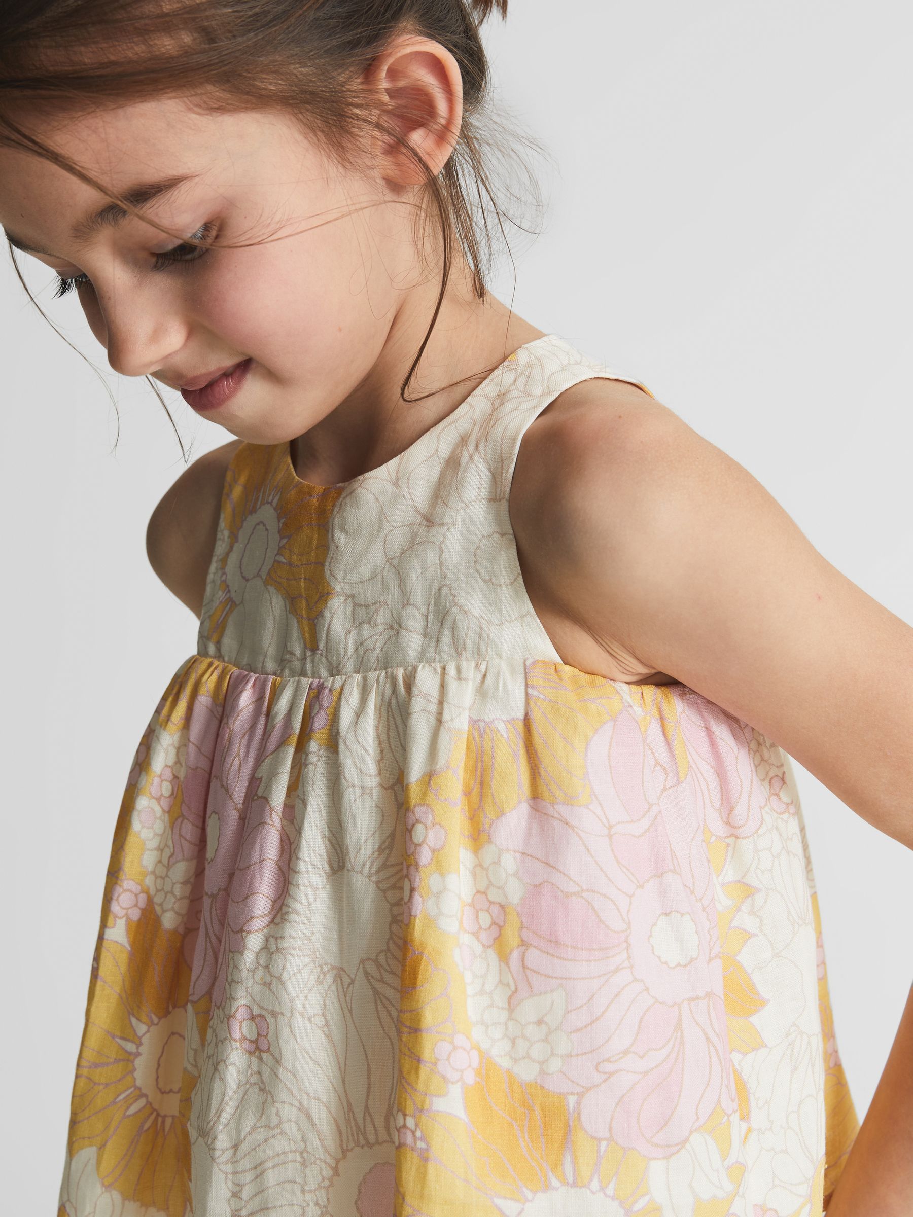 Printed Linen Top in Yellow Print - Image 4 of 7