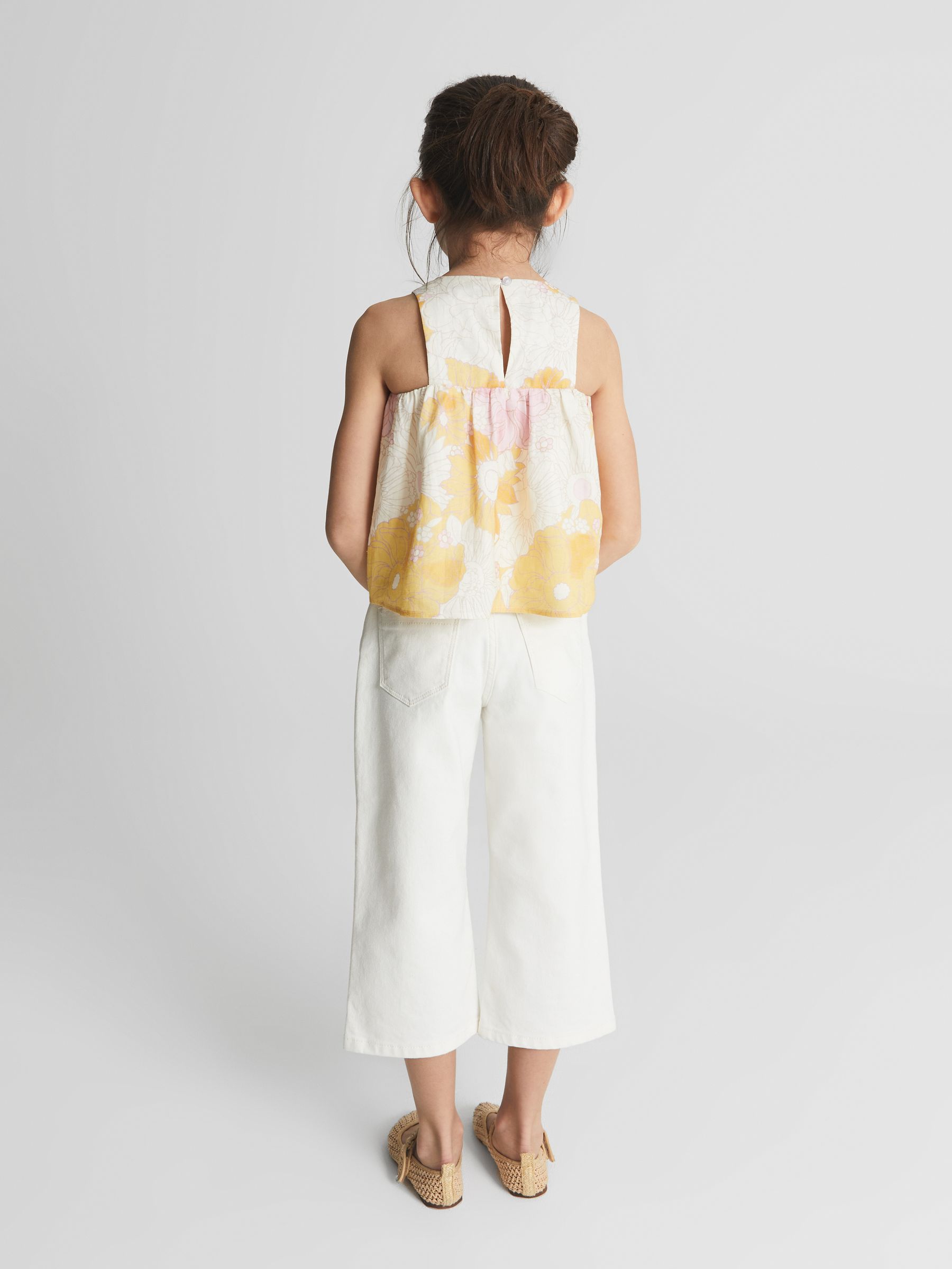 Printed Linen Top in Yellow Print - Image 5 of 7