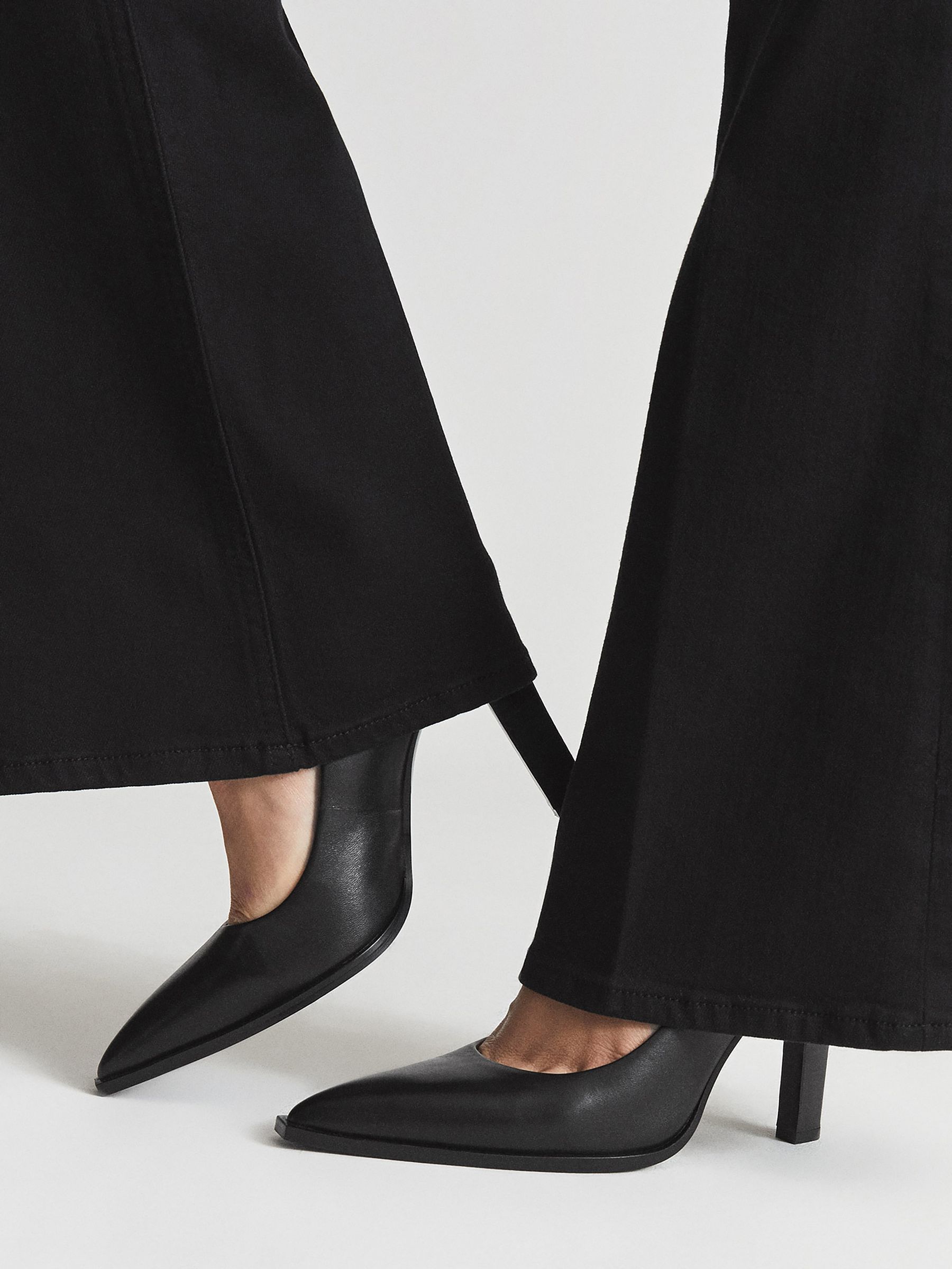 Leather Court Shoes in Black - Image 2 of 6