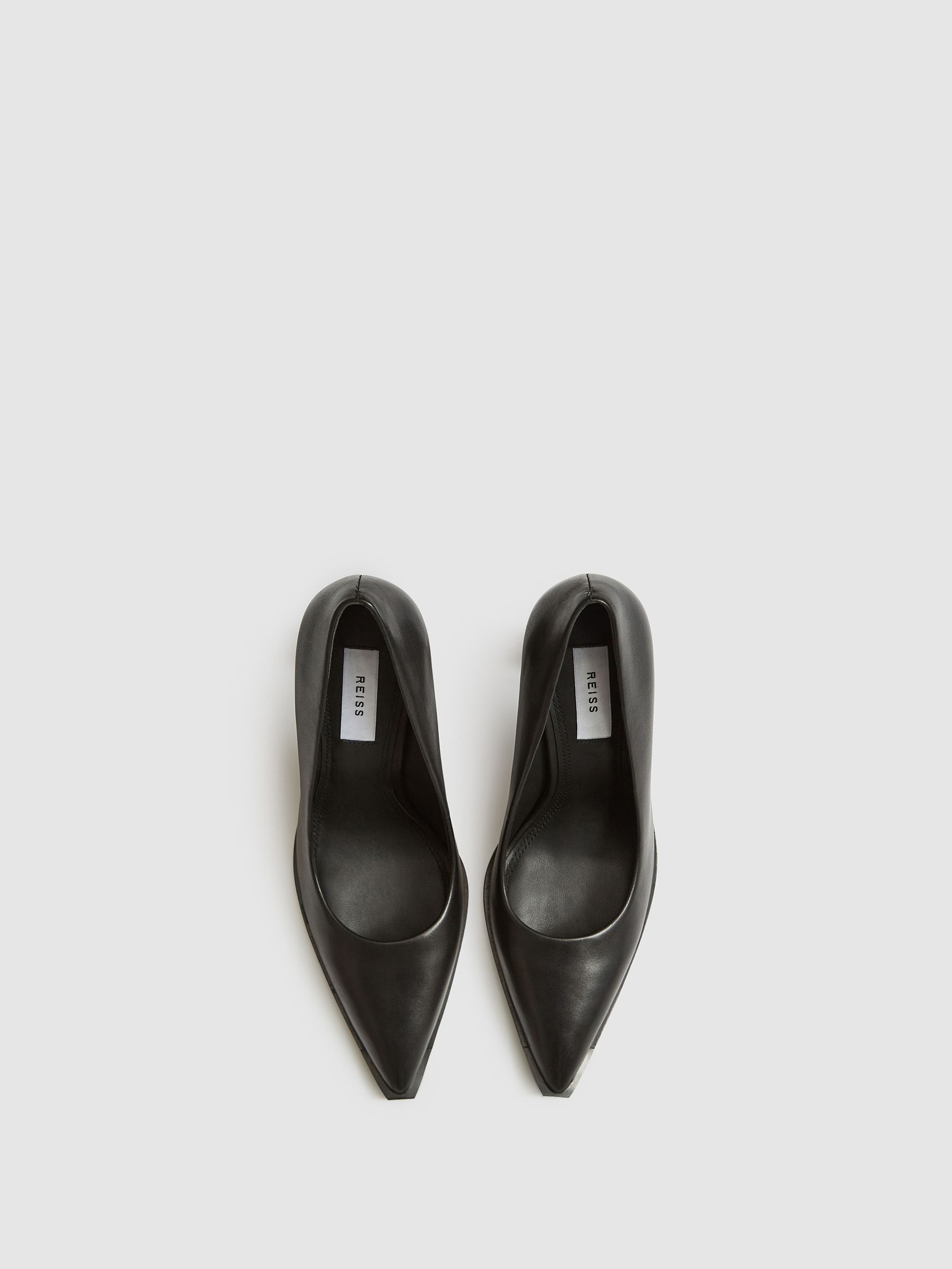Leather Court Shoes in Black - Image 3 of 6