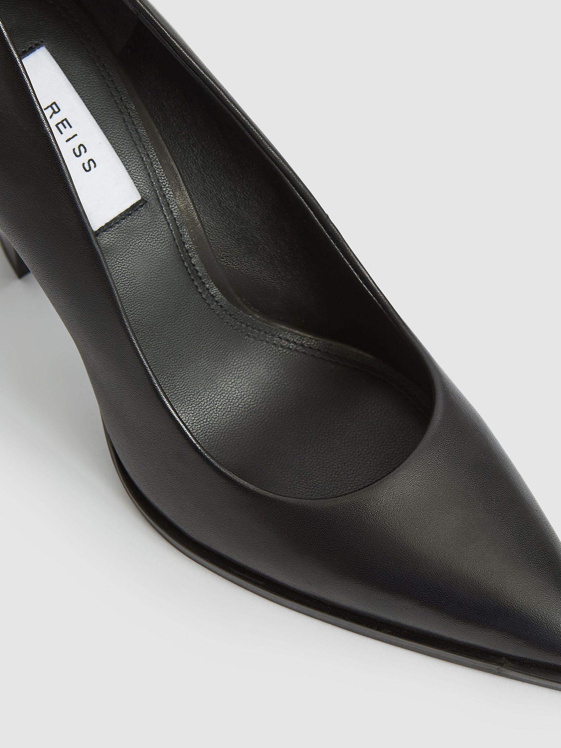 Leather Court Shoes in Black - Image 4 of 6