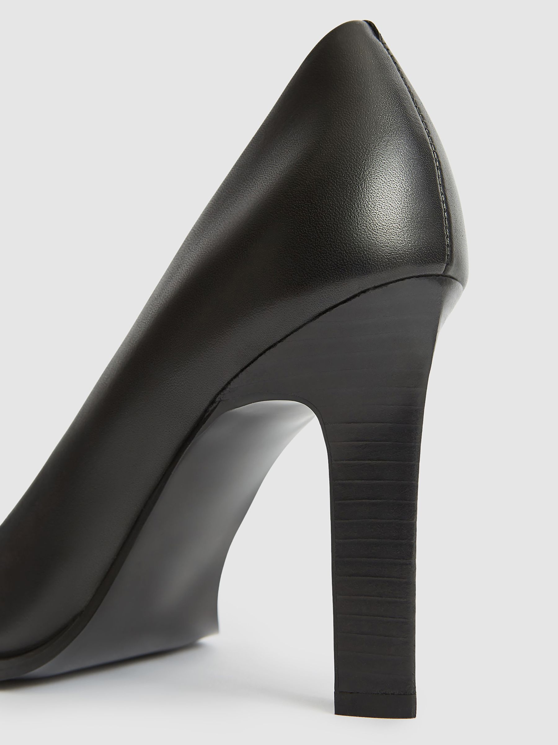 Leather Court Shoes in Black - Image 6 of 6